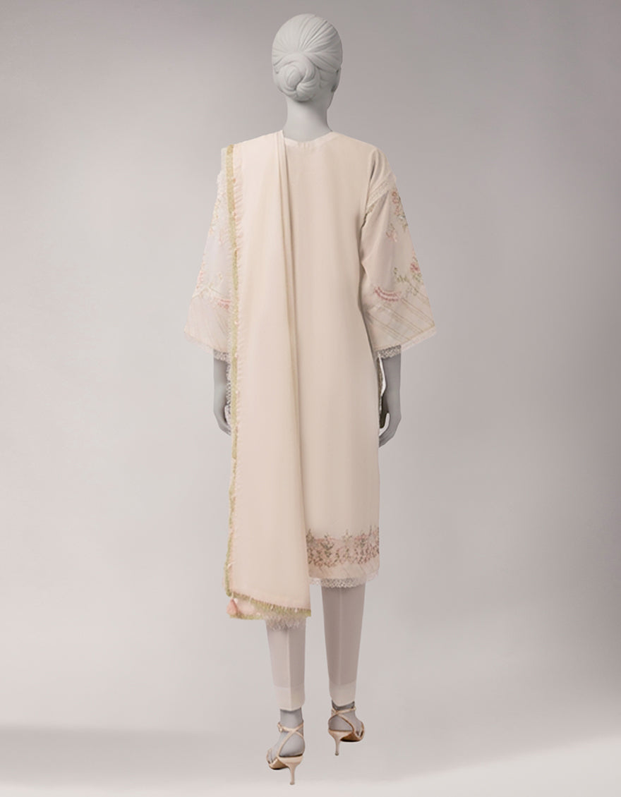 OFF WHITE LAWN SCHIFFLI UNSTITCHED 3PC
