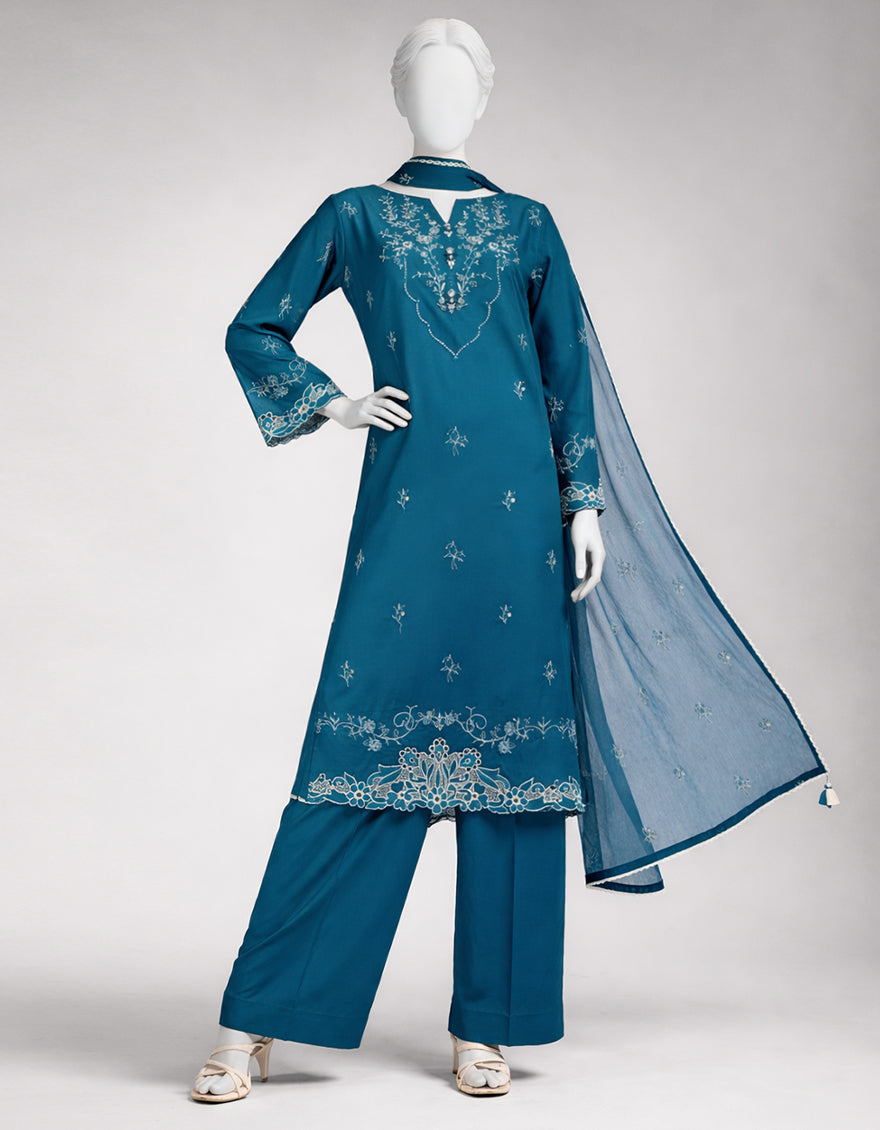TEAL LAWN EMBROIDERED UNSTITCHED 3PC
