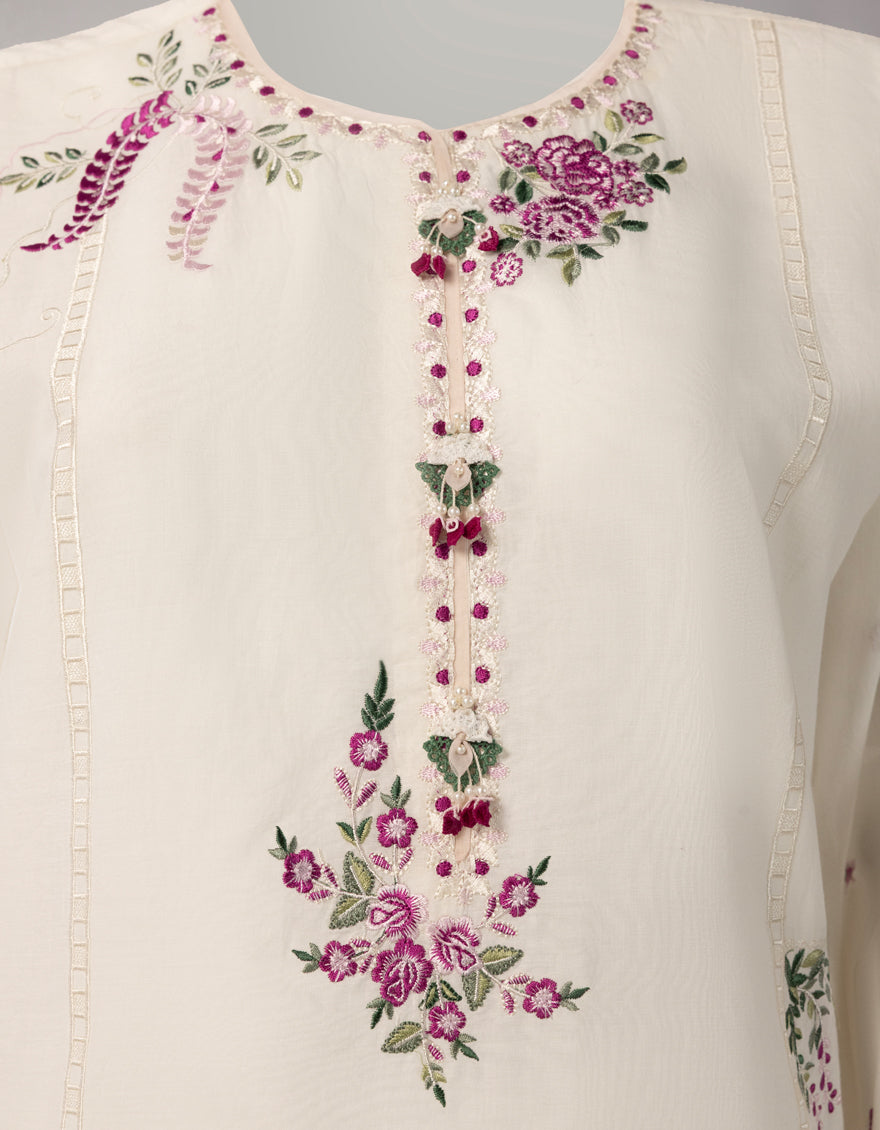 WHITE LAWN SCHIFFLI UNSTITCHED 3PC