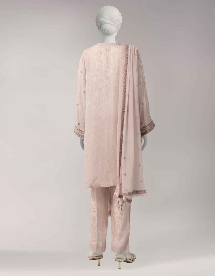 PINK JACQUARD EMBROIDERED UNSTITCHED 3PC