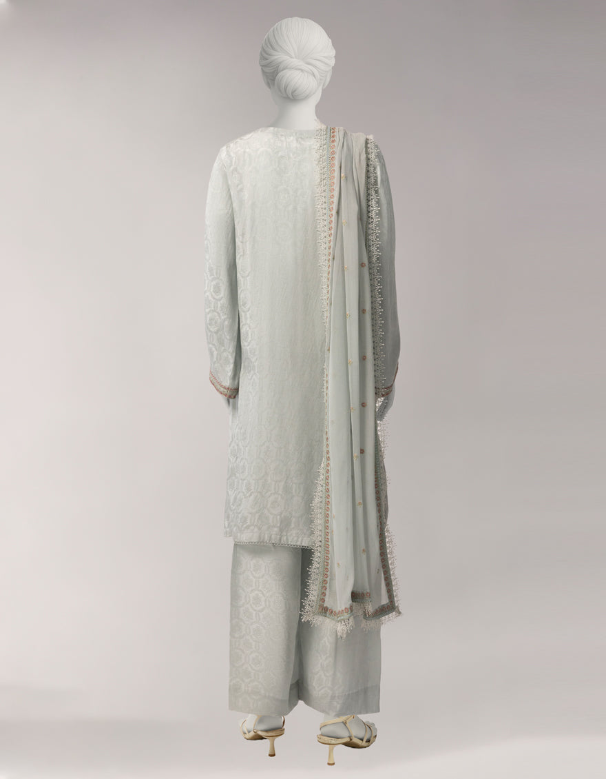 GREY JACQUARD EMBROIDERED UNSTITCHED 3PC