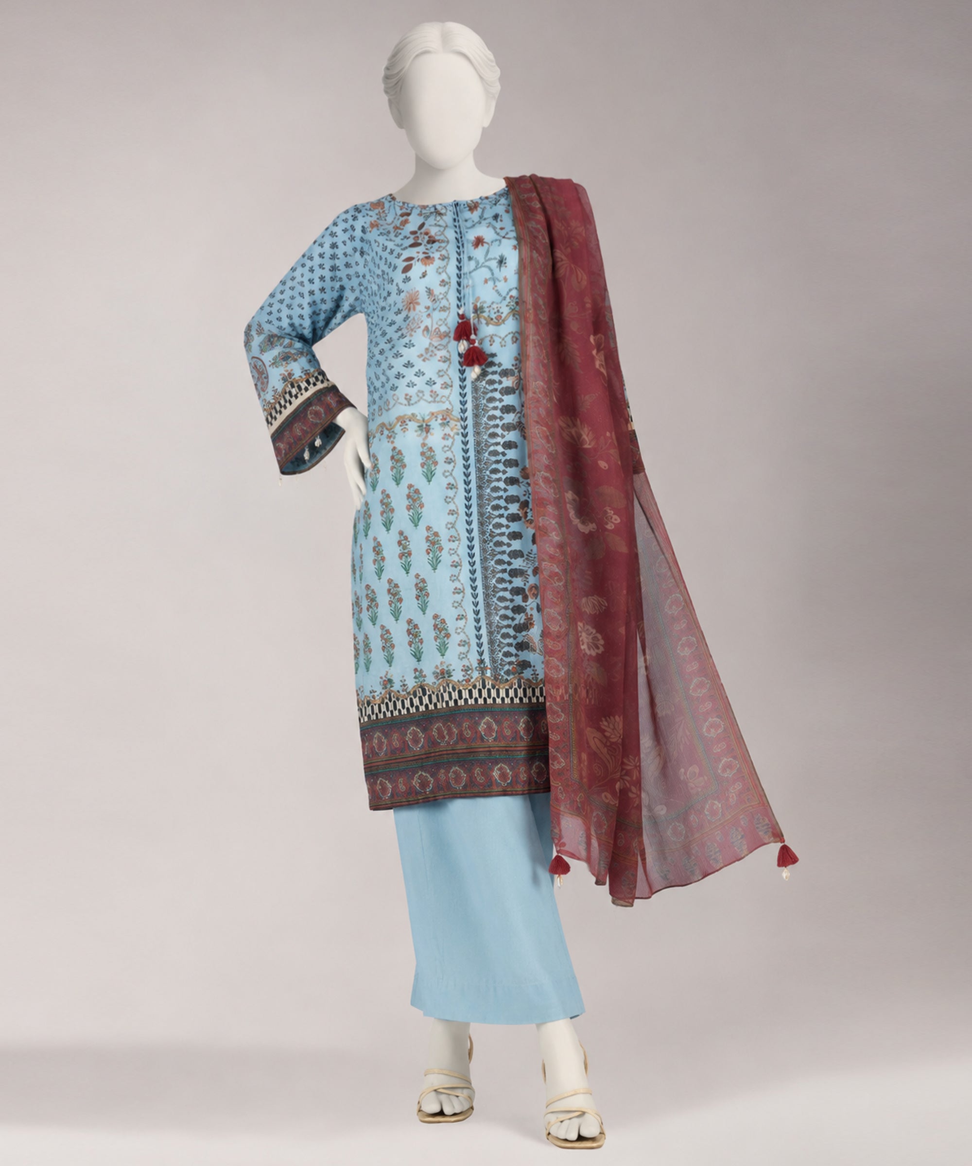 Blue Lawn Digital Printed Unstitched 3Pc