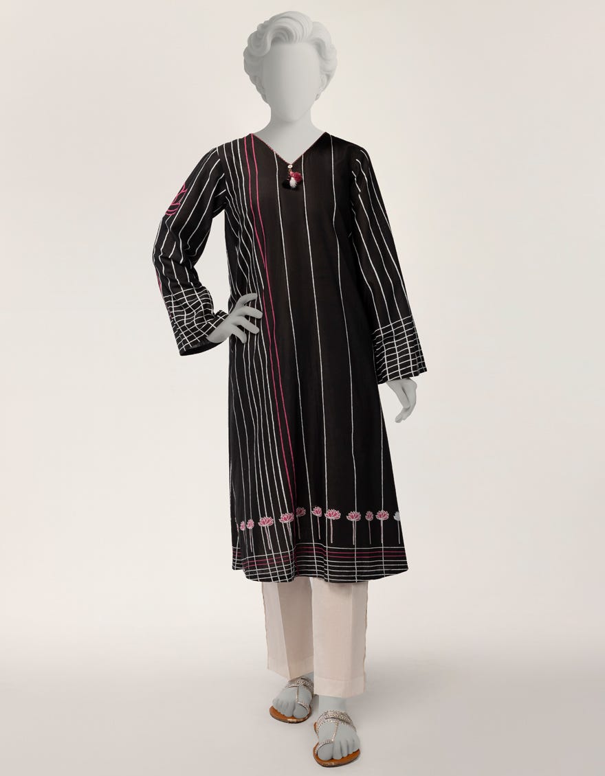 BLACK LAWN PRINTED KURTA