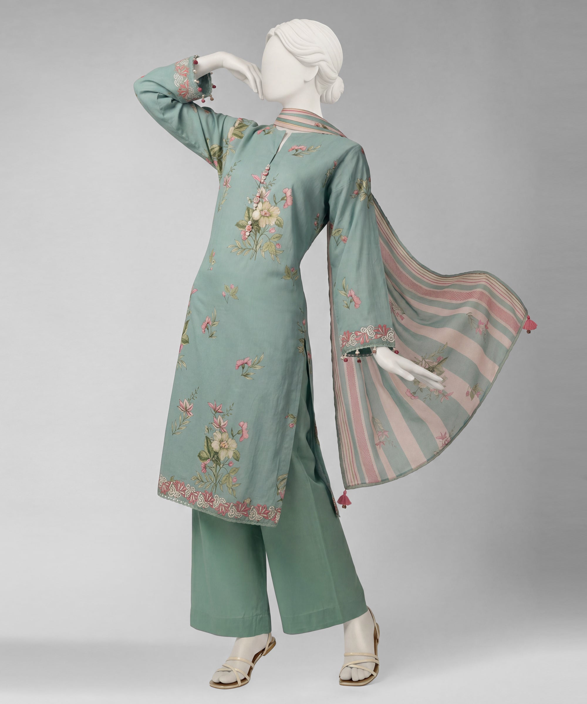 Multicolor Lawn Embroidered Unstitched 3Pc
