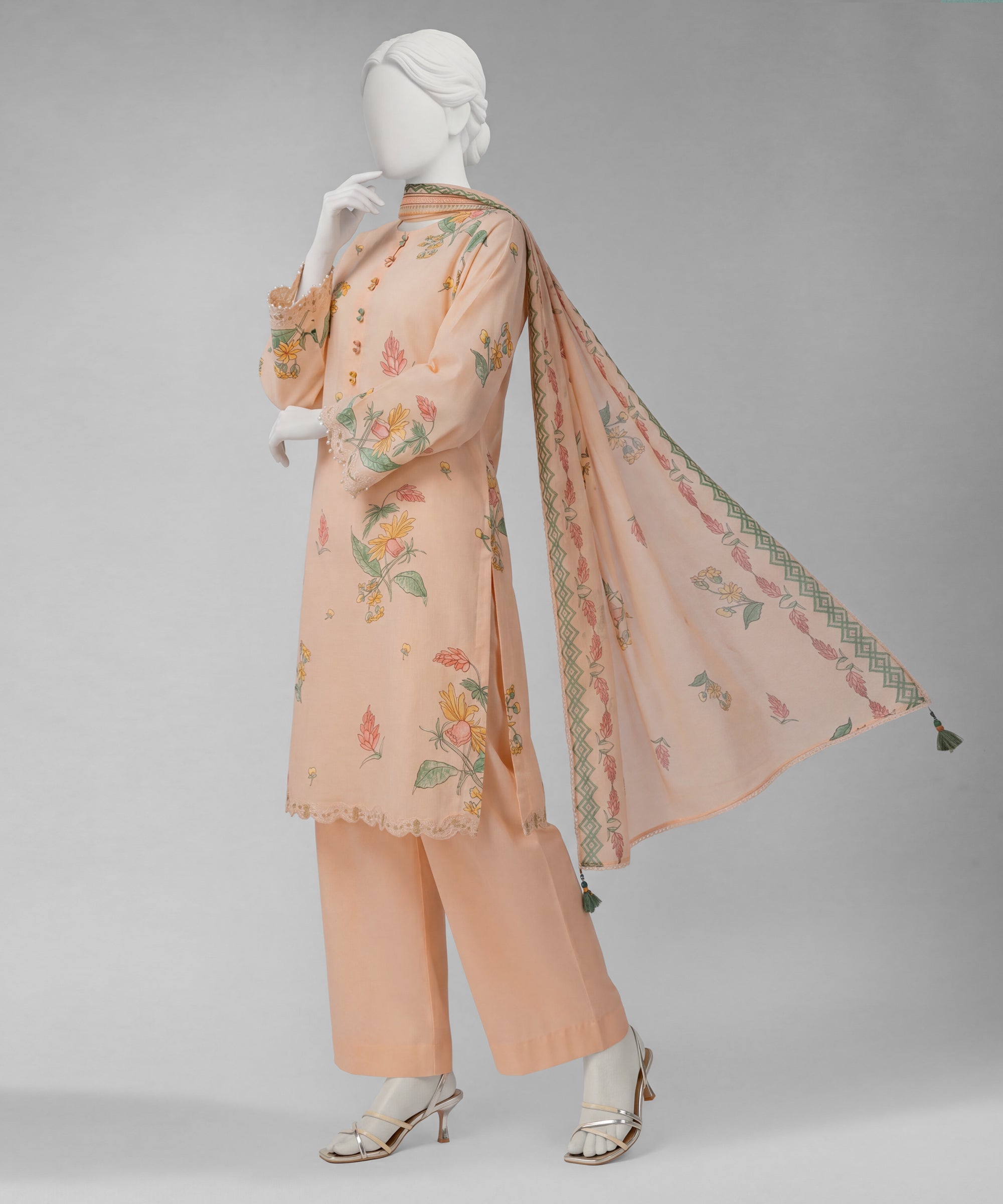 Multicolor Lawn Embroidered Unstitched 3Pc