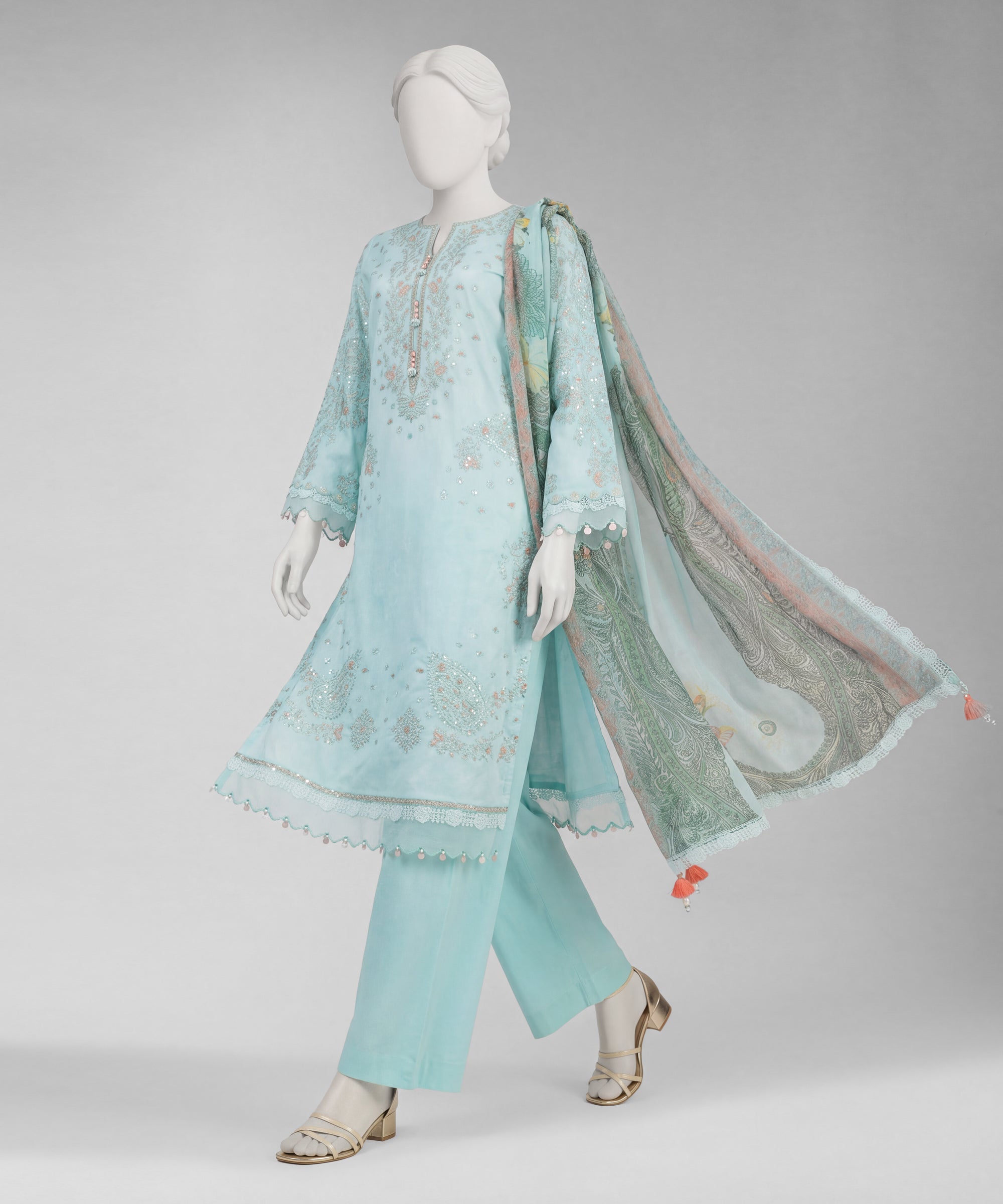 Blue Lawn Embroidered Unstitched 3Pc