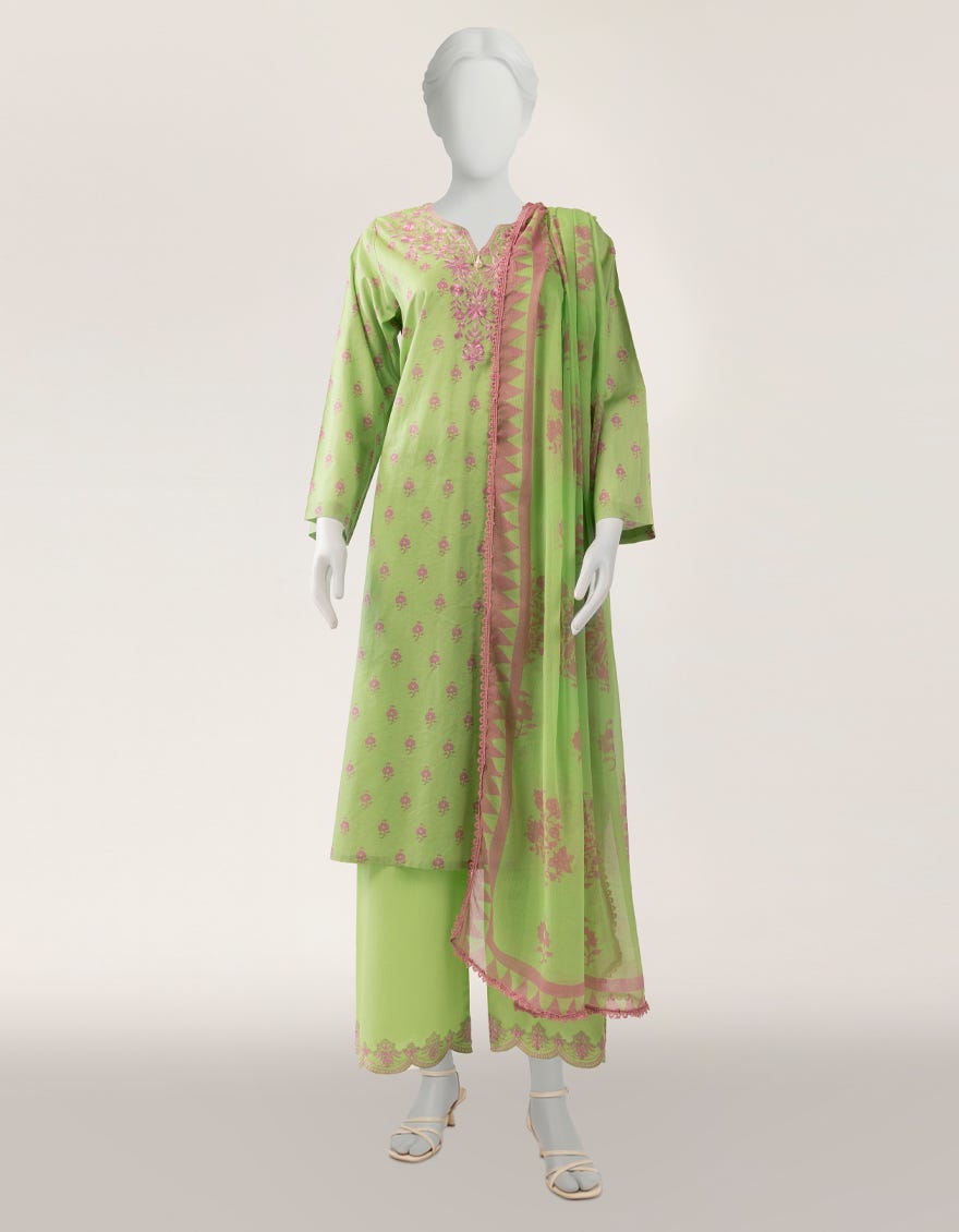 GREEN LAWN EMBROIDERED STITCHED 3PC
