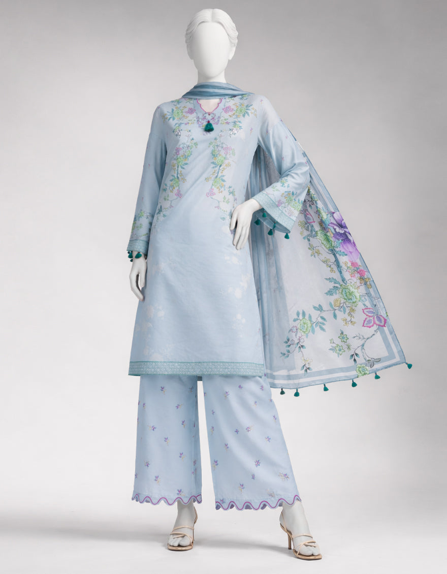 MULTICOLOR VISCOSE DIGITAL PRINTED UNSTITCHED 3PC