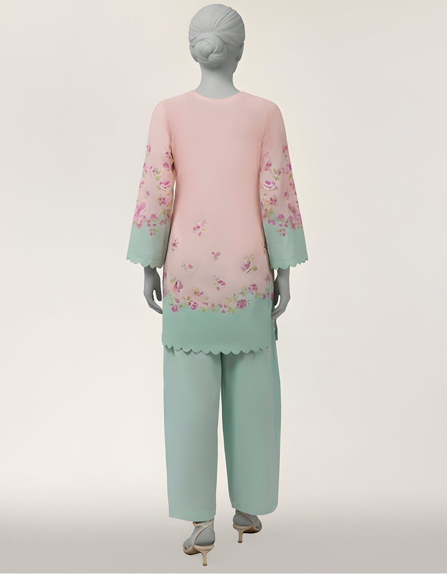 PINK LAWN EMBROIDERED STITCHED 3PC