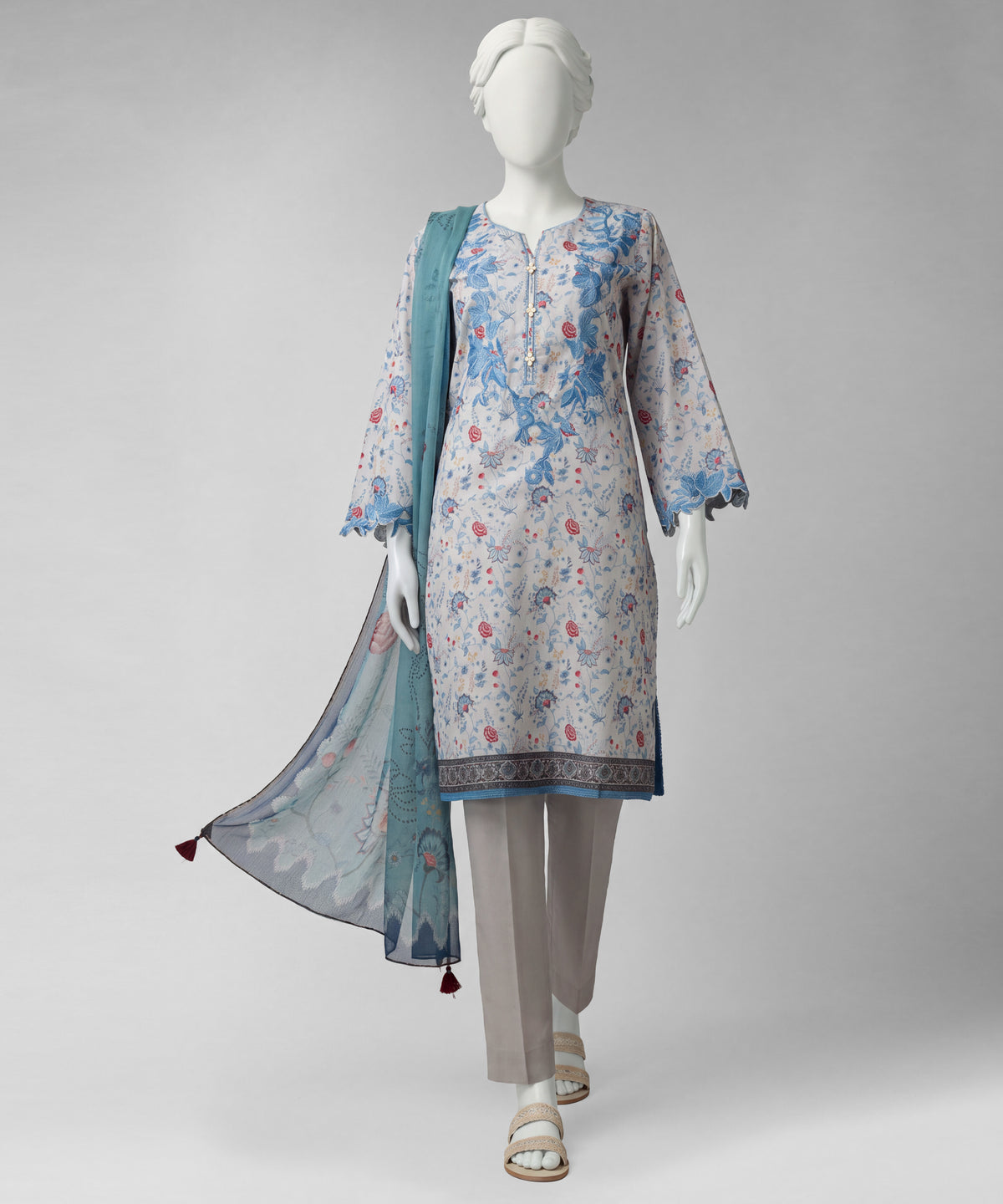 Grey Liminal Embroidered Unstitched 3Pc