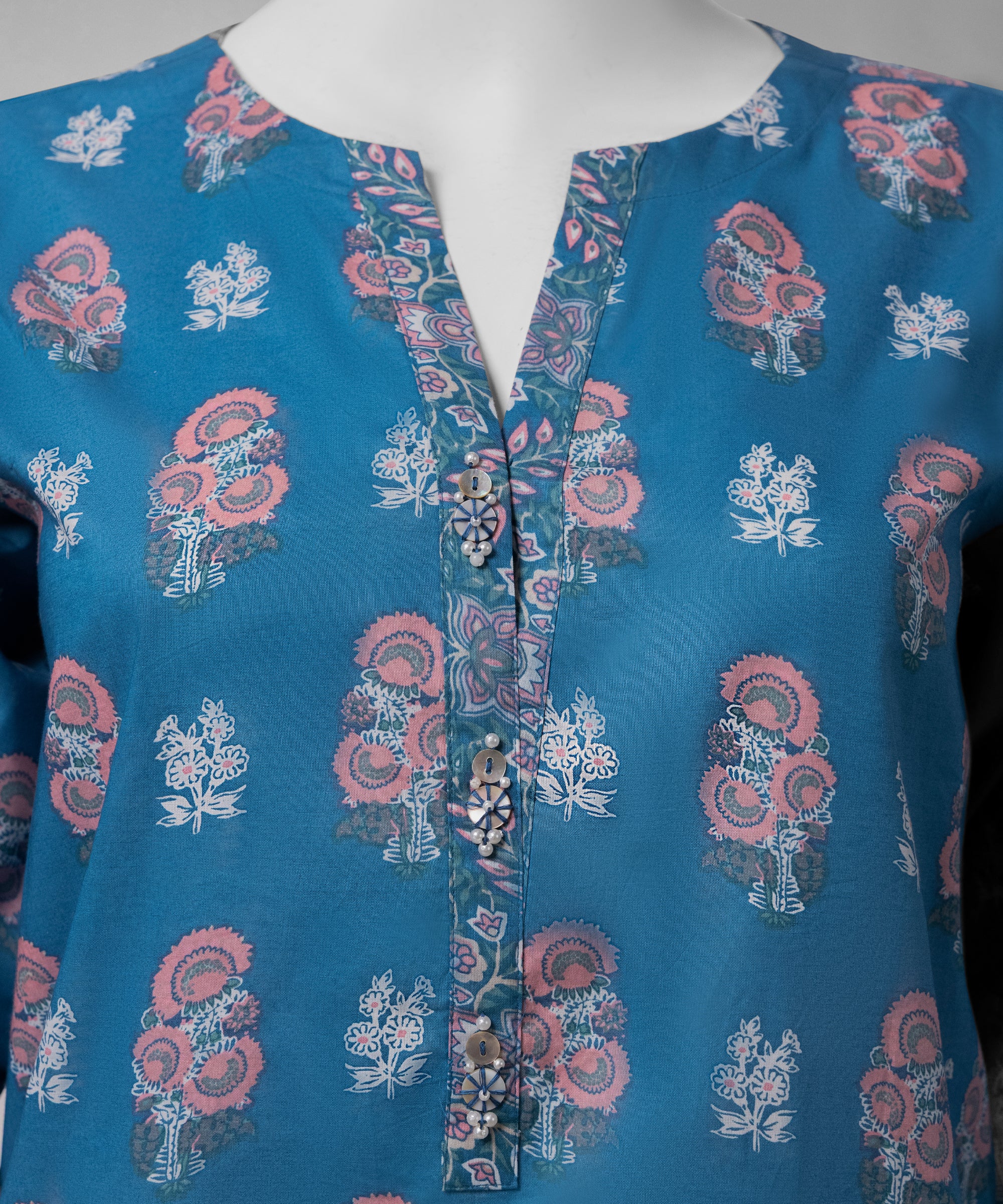 Blue Lawn Printed Unstitched 3Pc