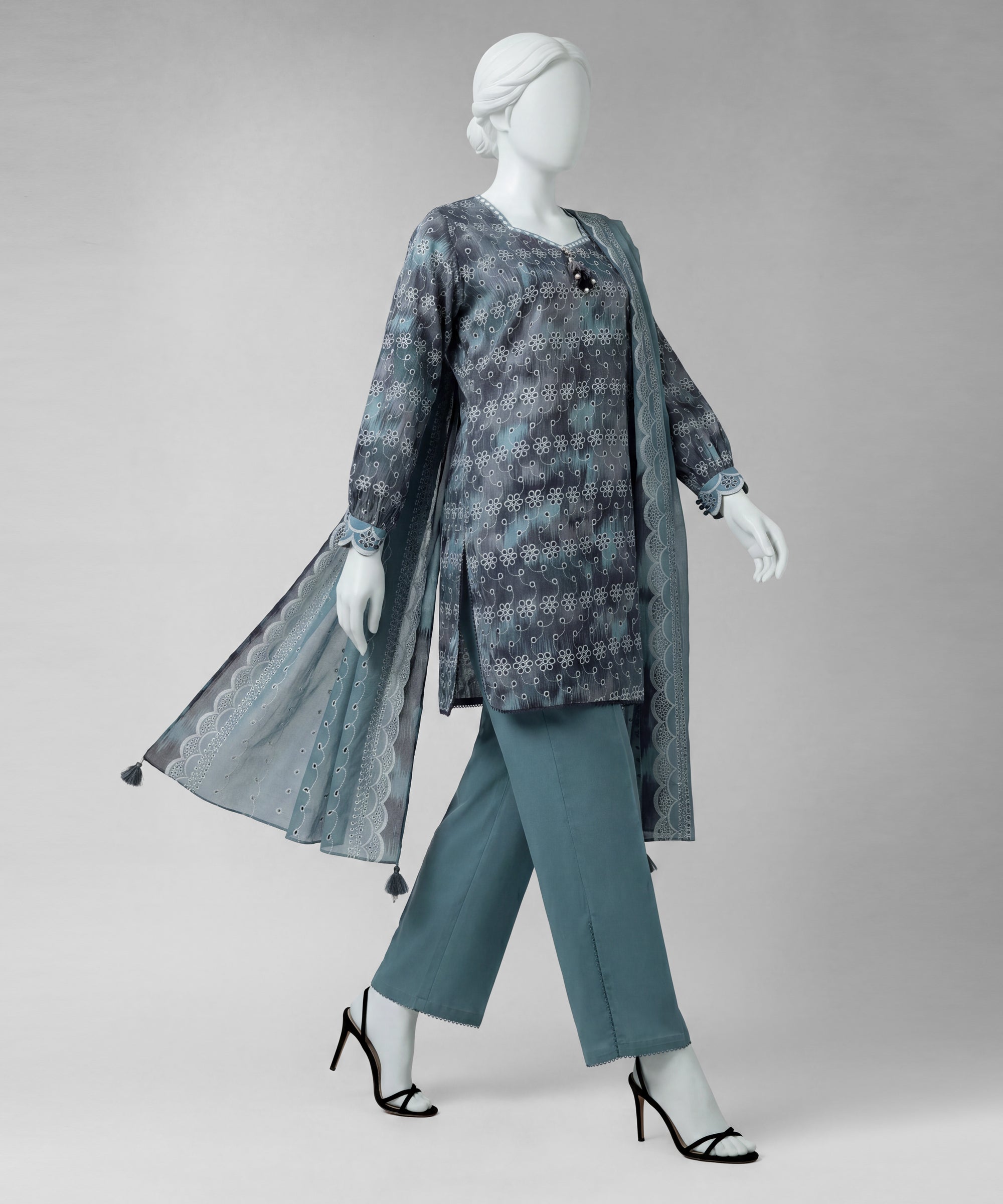 Blue Lawn Printed Unstitched 3Pc