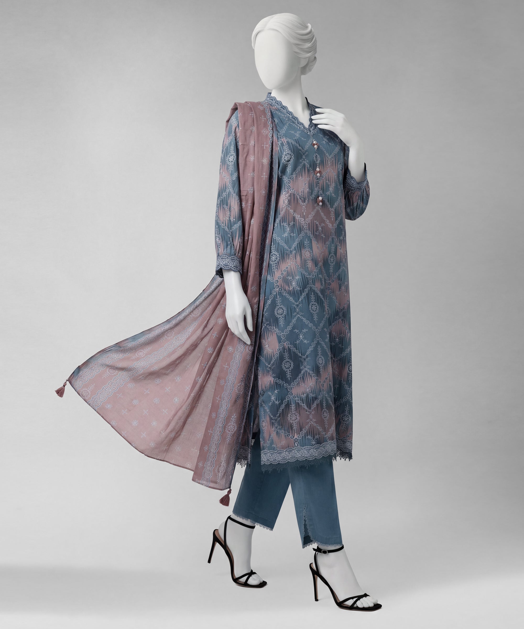 Blue Lawn Printed Unstitched 3Pc