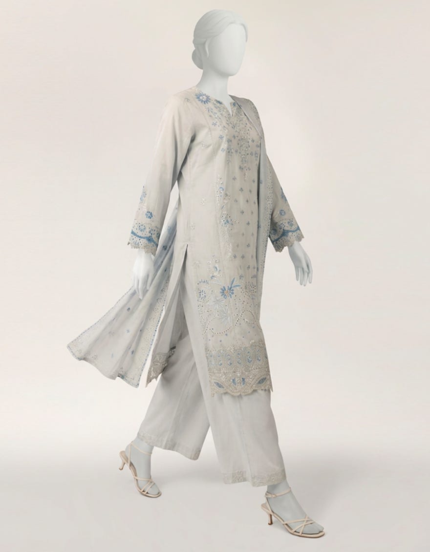 BLUE LAWN SCHIFFLI STITCHED 3PC