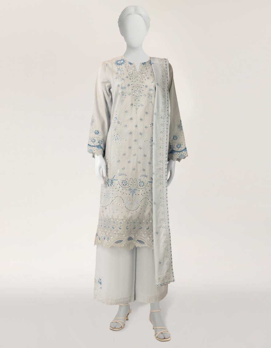 BLUE LAWN SCHIFFLI STITCHED 3PC