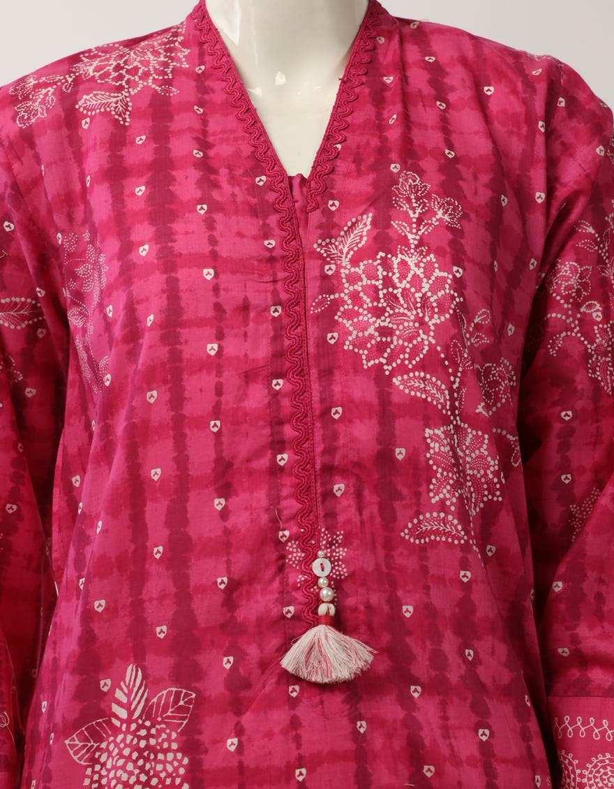 PINK LAWN PRINTED 3PC STITCHED