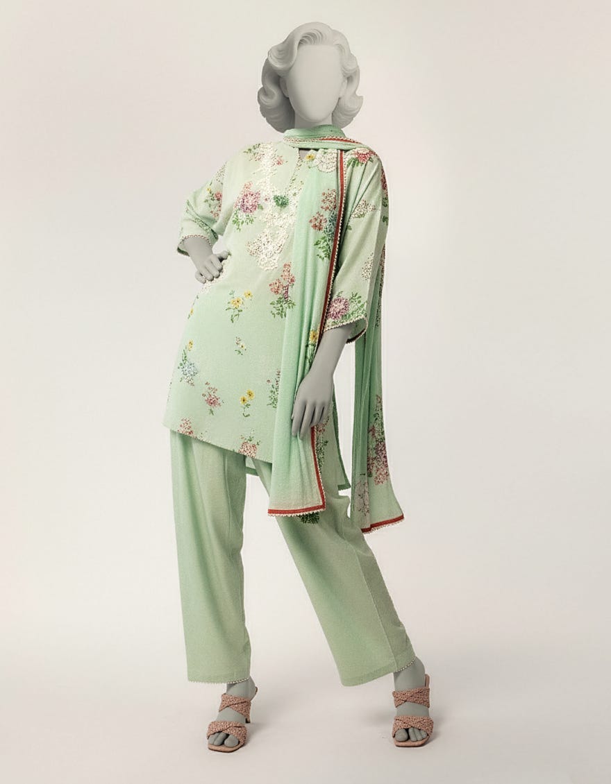 GREEN LAWN EMBROIDERED STITCHED 3PC