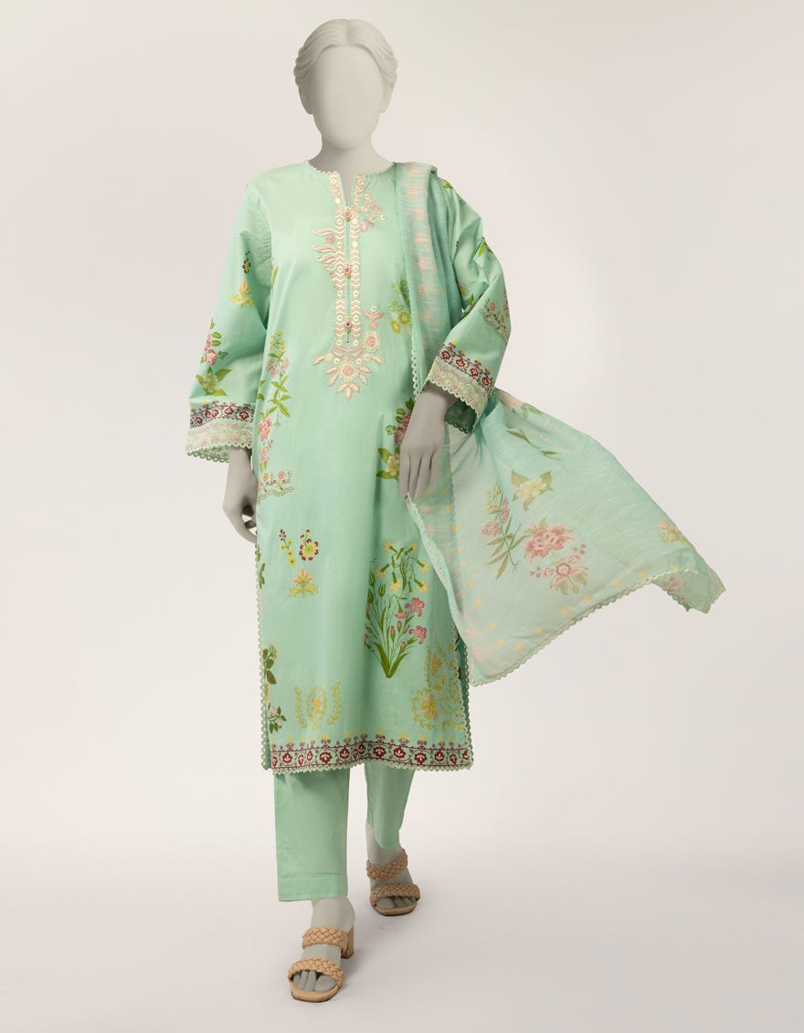 GREEN LAWN EMBROIDERED STITCHED 3PC