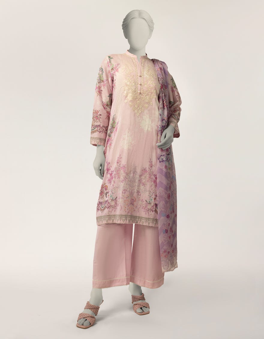 LILAC LAWN EMBROIDERED STITCHED 3PC