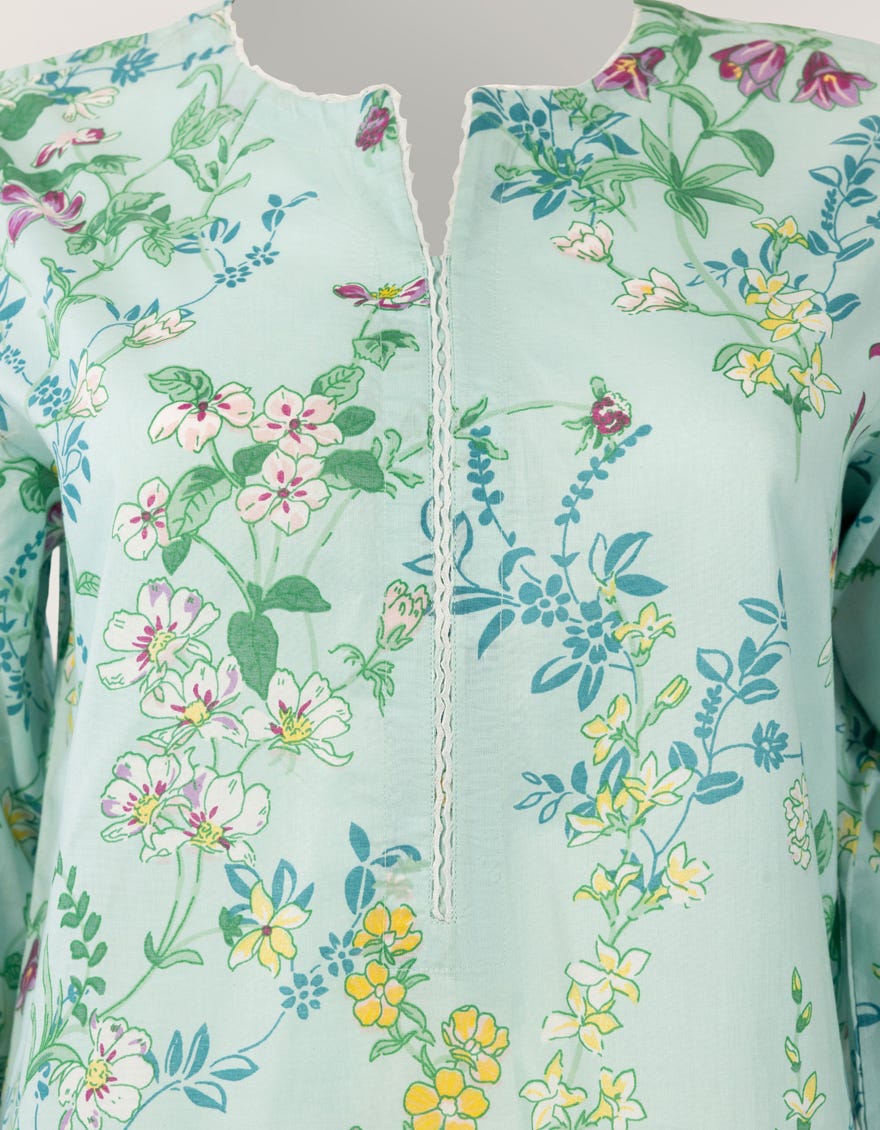 BLUE LAWN EMBROIDERED STITCHED 3PC