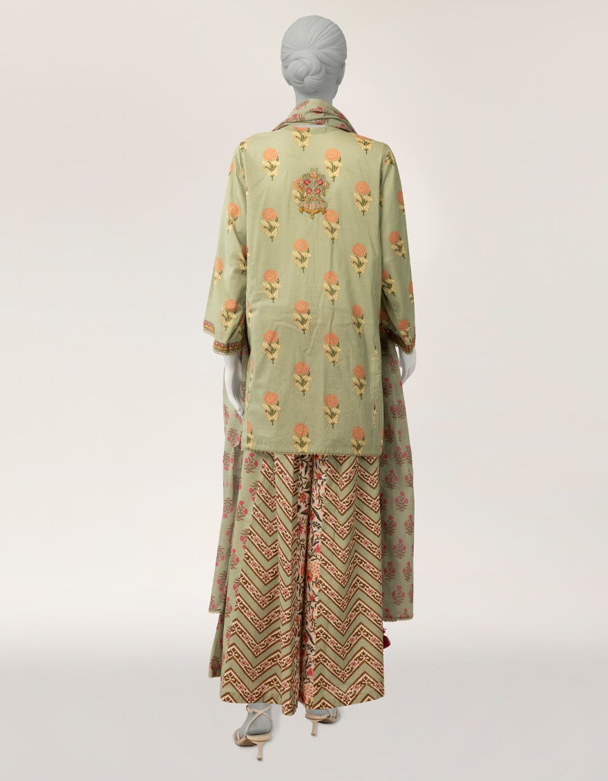 GREEN LAWN EMBROIDERED STITCHED 3PC