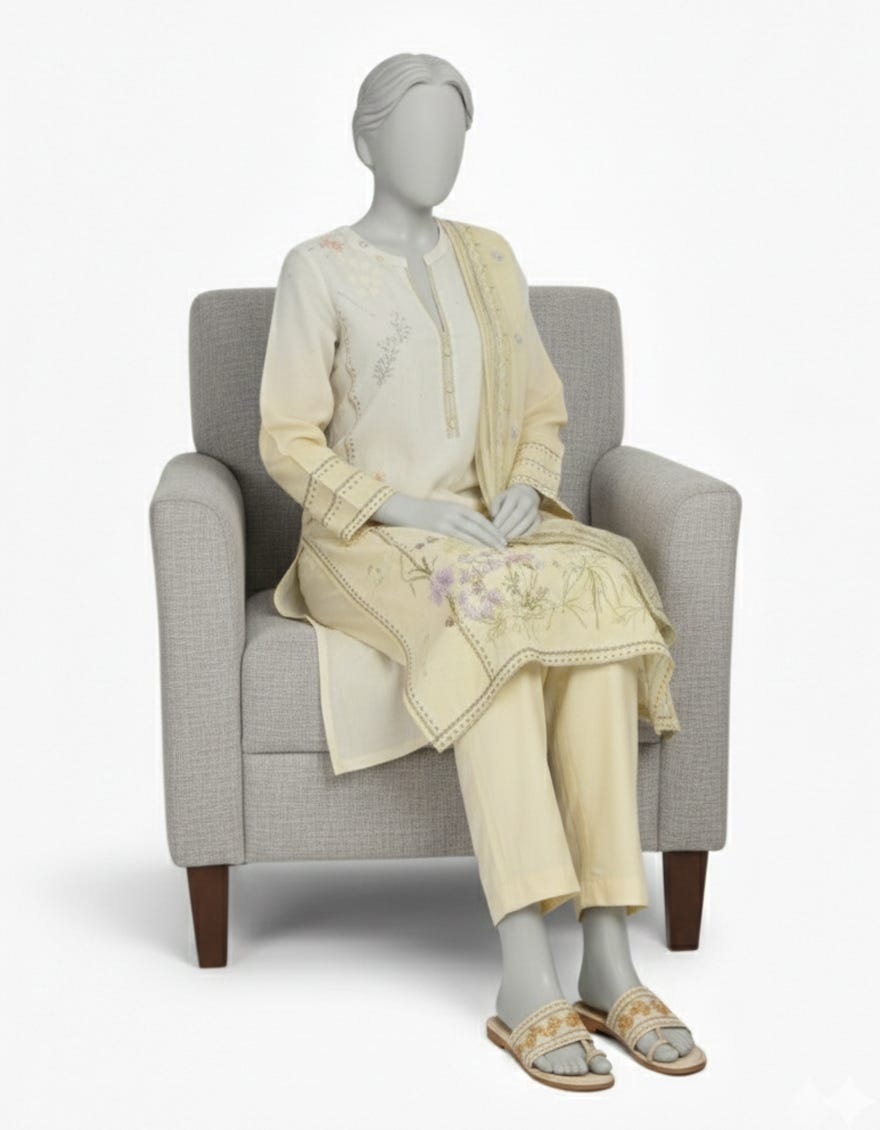 MULTICOLOR MAPLE SILK EMBROIDERED STITCHED 3PC