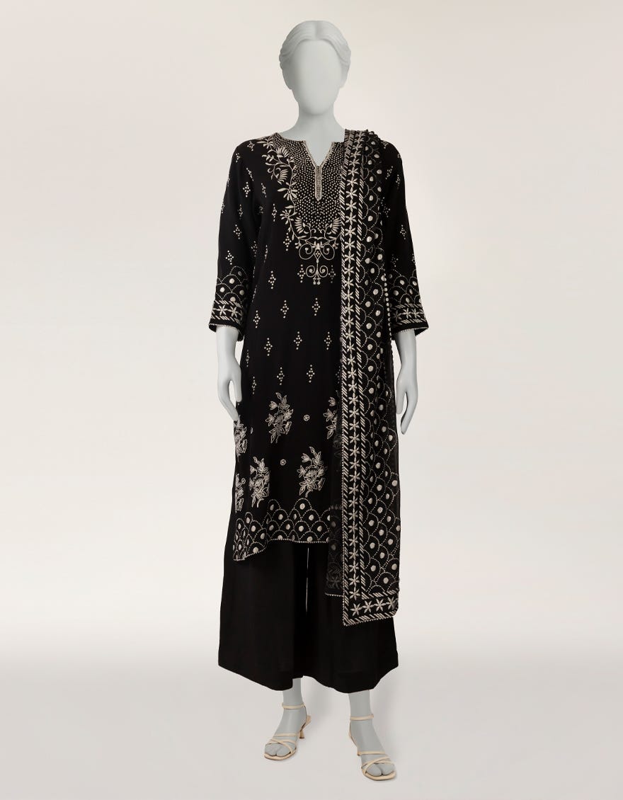 BLACK MAPLE SILK DYED STITCHED 3PC