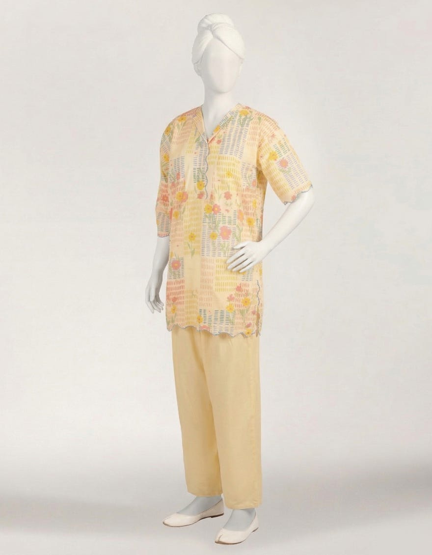 OFF WHITE LAWN PRINTED STITCHED 2PC