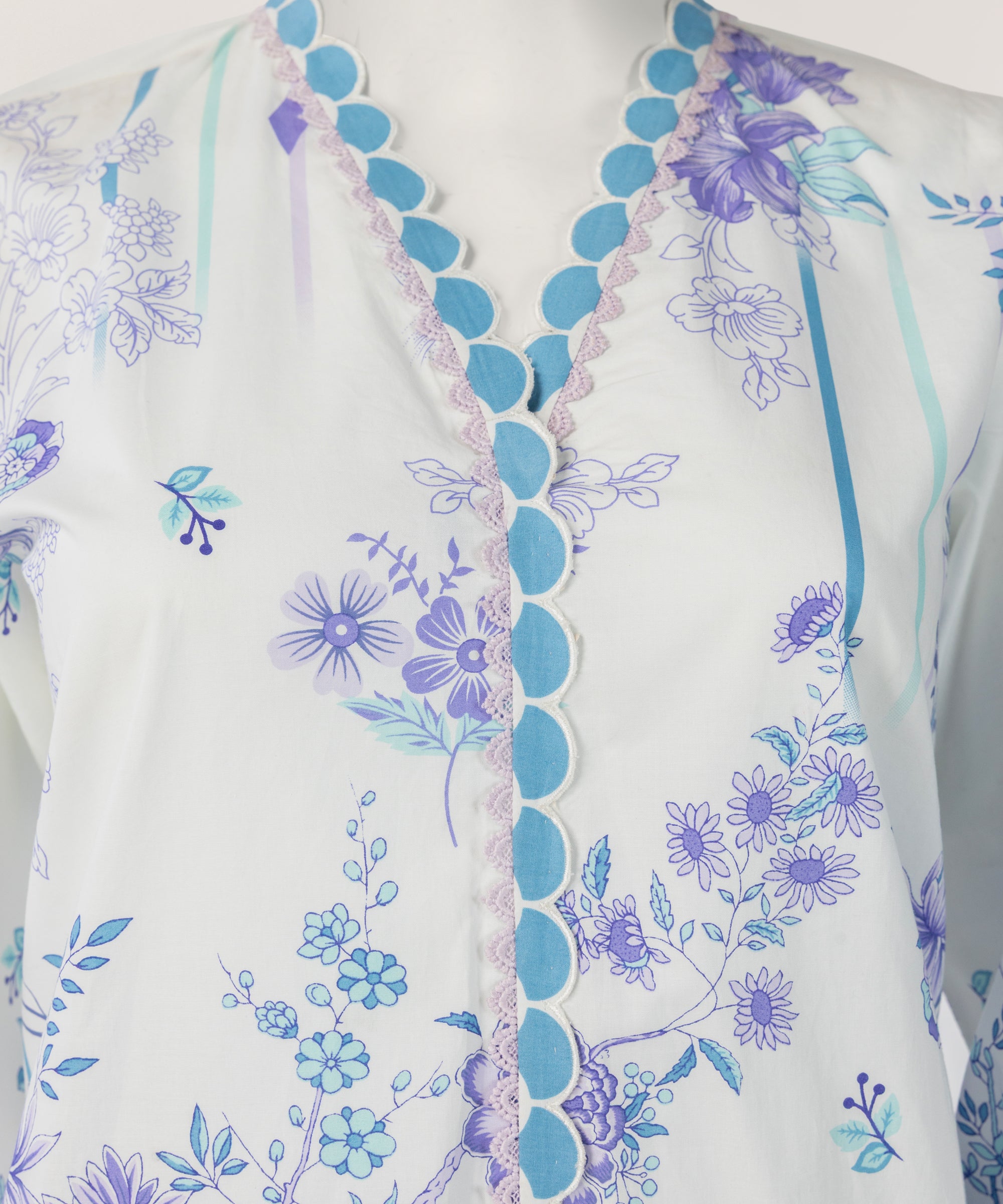 WHITE PRINTED STITCHED 3PC