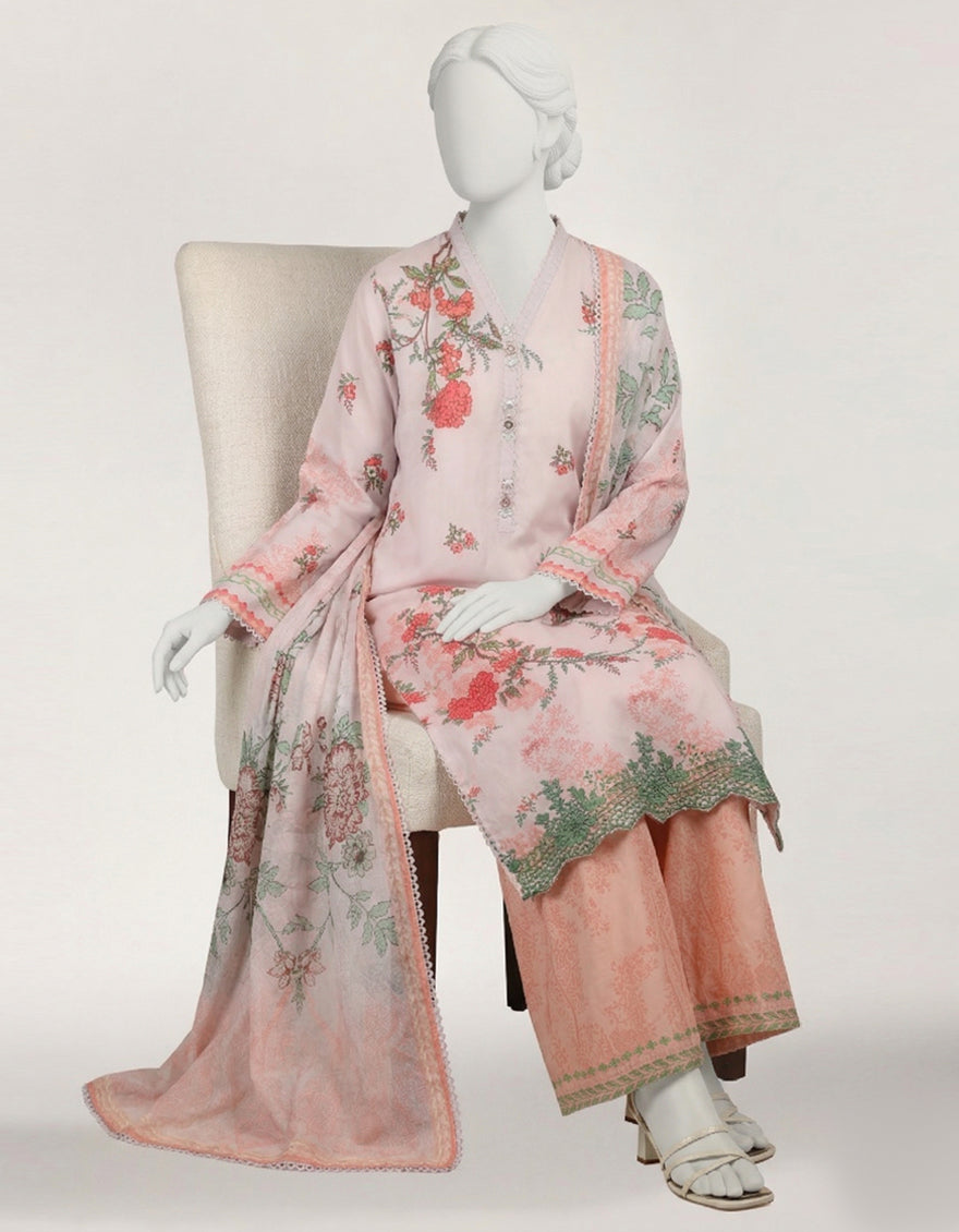 LILAC LAWN PRINTED STITCHED 3PC