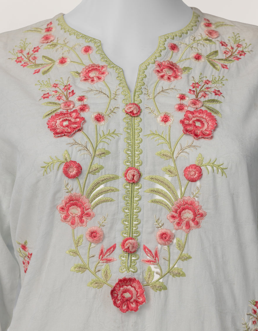 SKY BLUE JACQUARD EMBROIDERED STITCHED 3PC