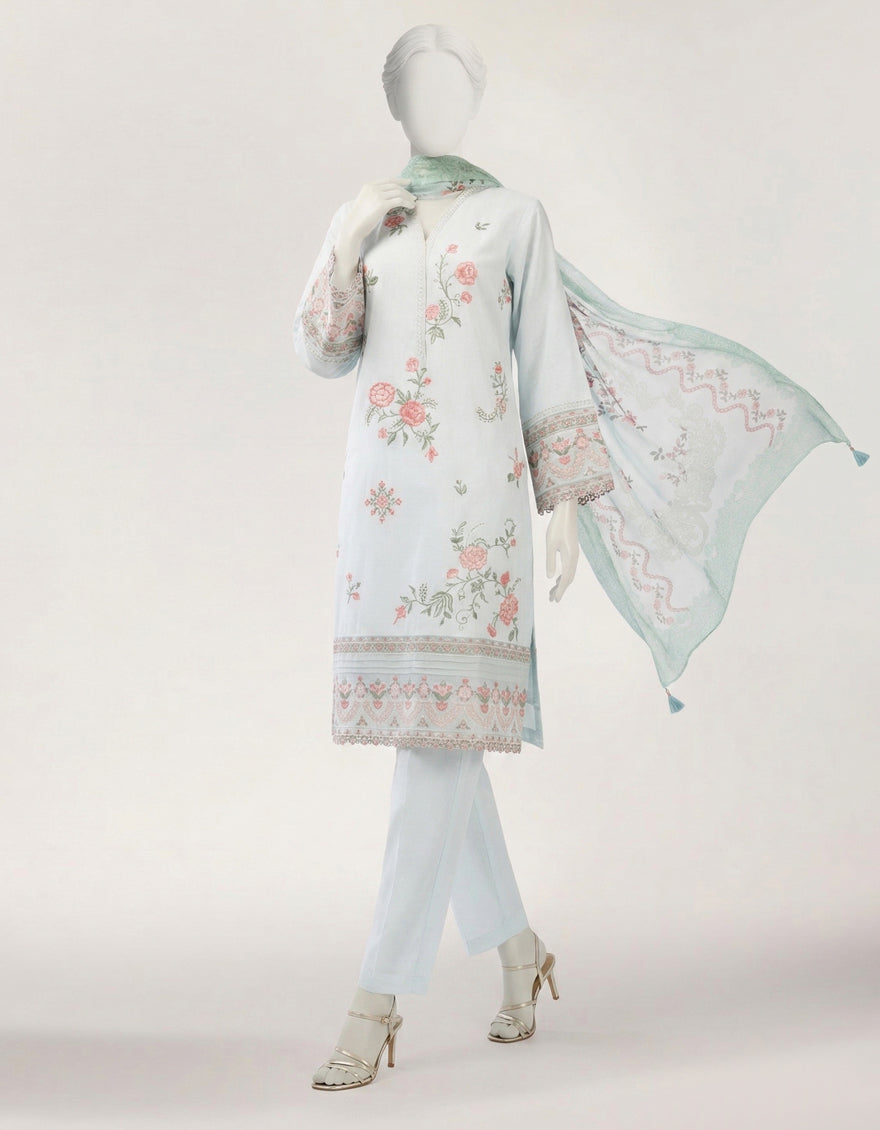 BLUE LAWN SCHIFFLI STITCHED 3PC