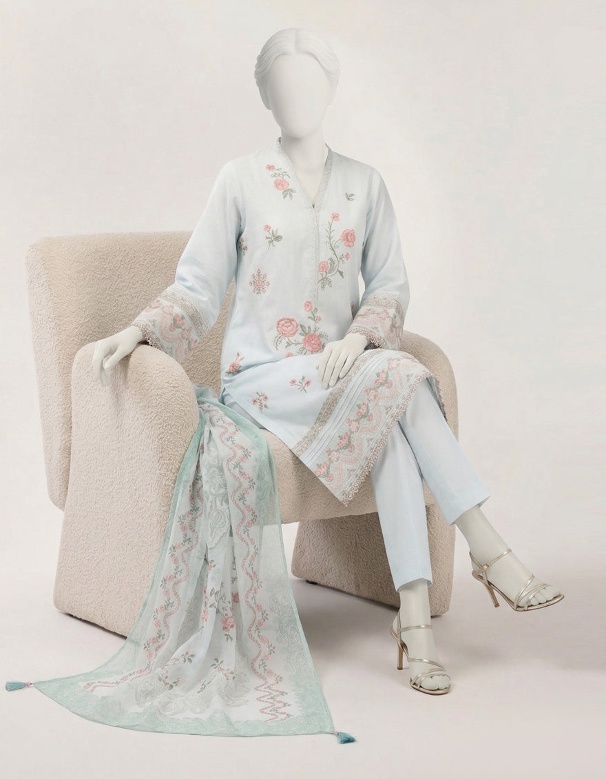 BLUE LAWN SCHIFFLI STITCHED 3PC