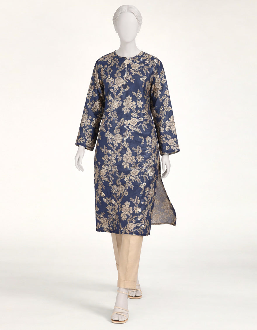 BLUE LAWN PRINTED KURTA