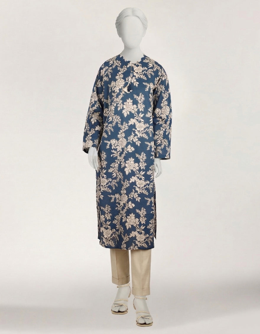 BLUE LAWN PRINTED KURTA
