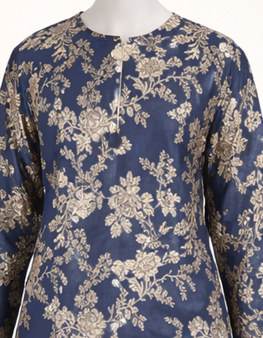 BLUE LAWN PRINTED KURTA