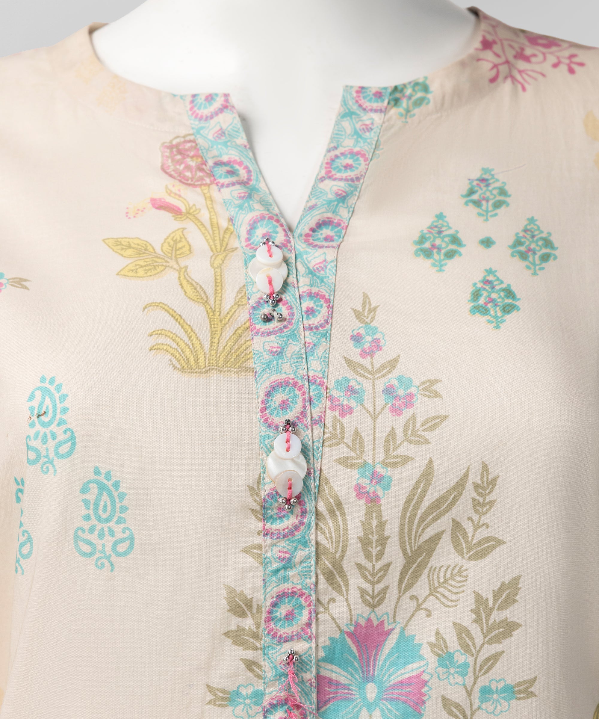Beige Lawn Printed Kurta