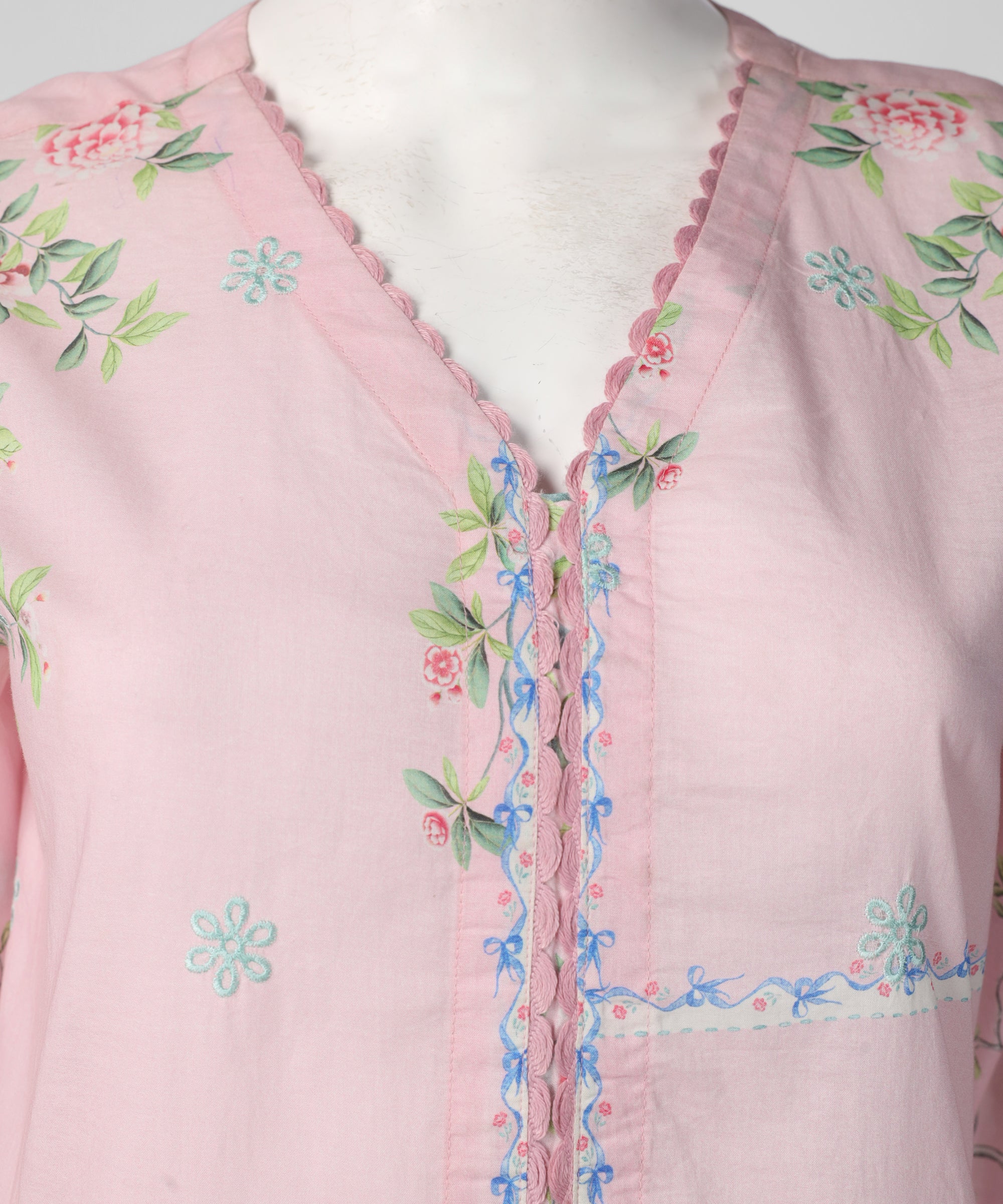 Pink Embroidered Lawn Stitched 3Pc