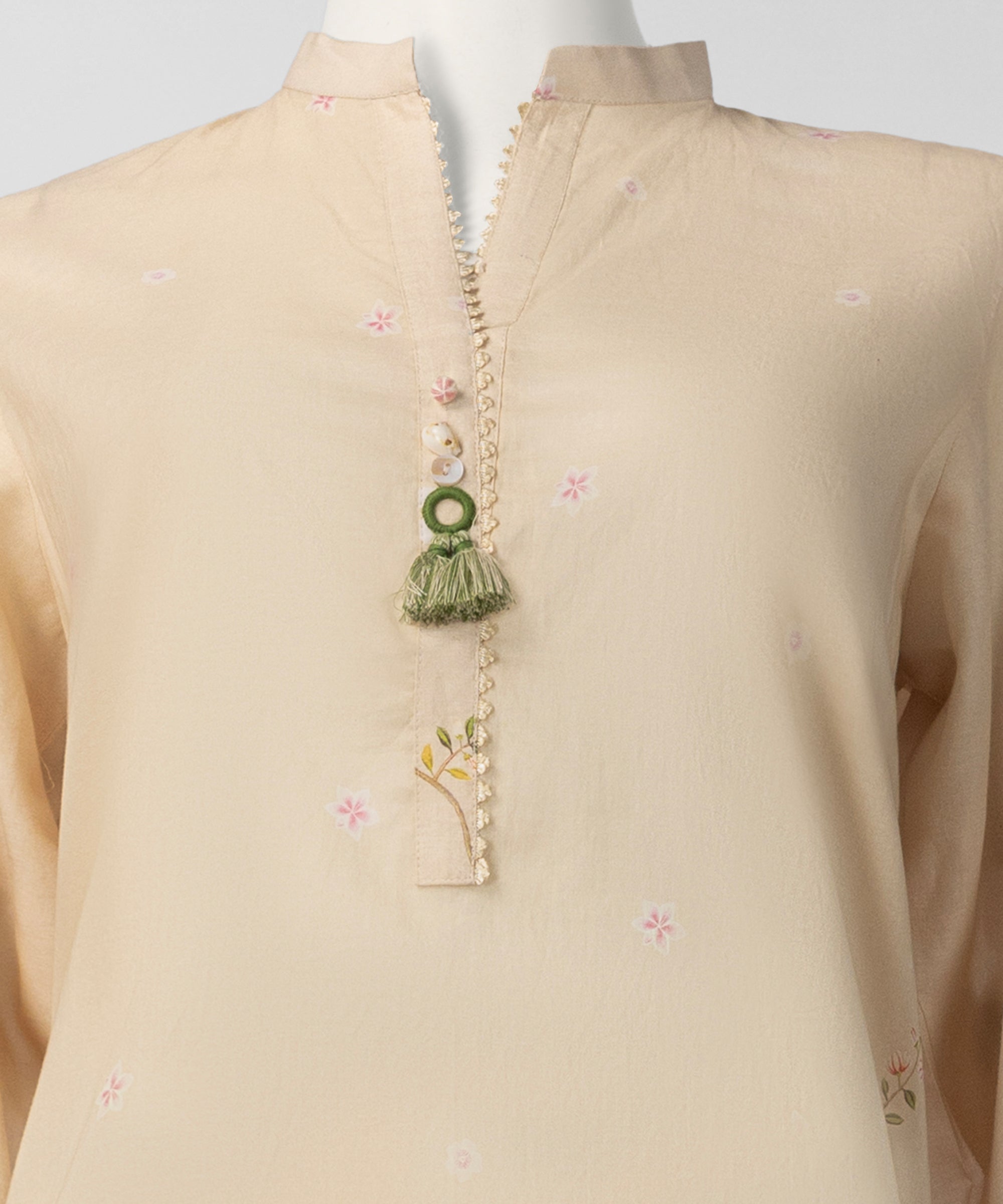 Beige Embroidered Lawn Stitched 3Pc