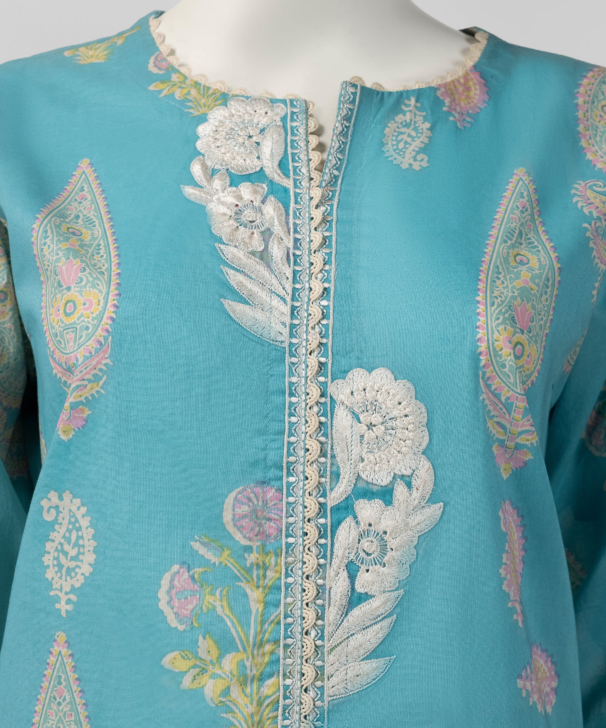 Blue Lawn Embroidered Kurta