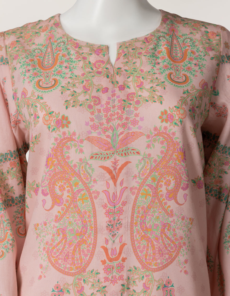 LIGHT PINK COTTON VISCOSE EMBROIDERED STITCHED 3PC