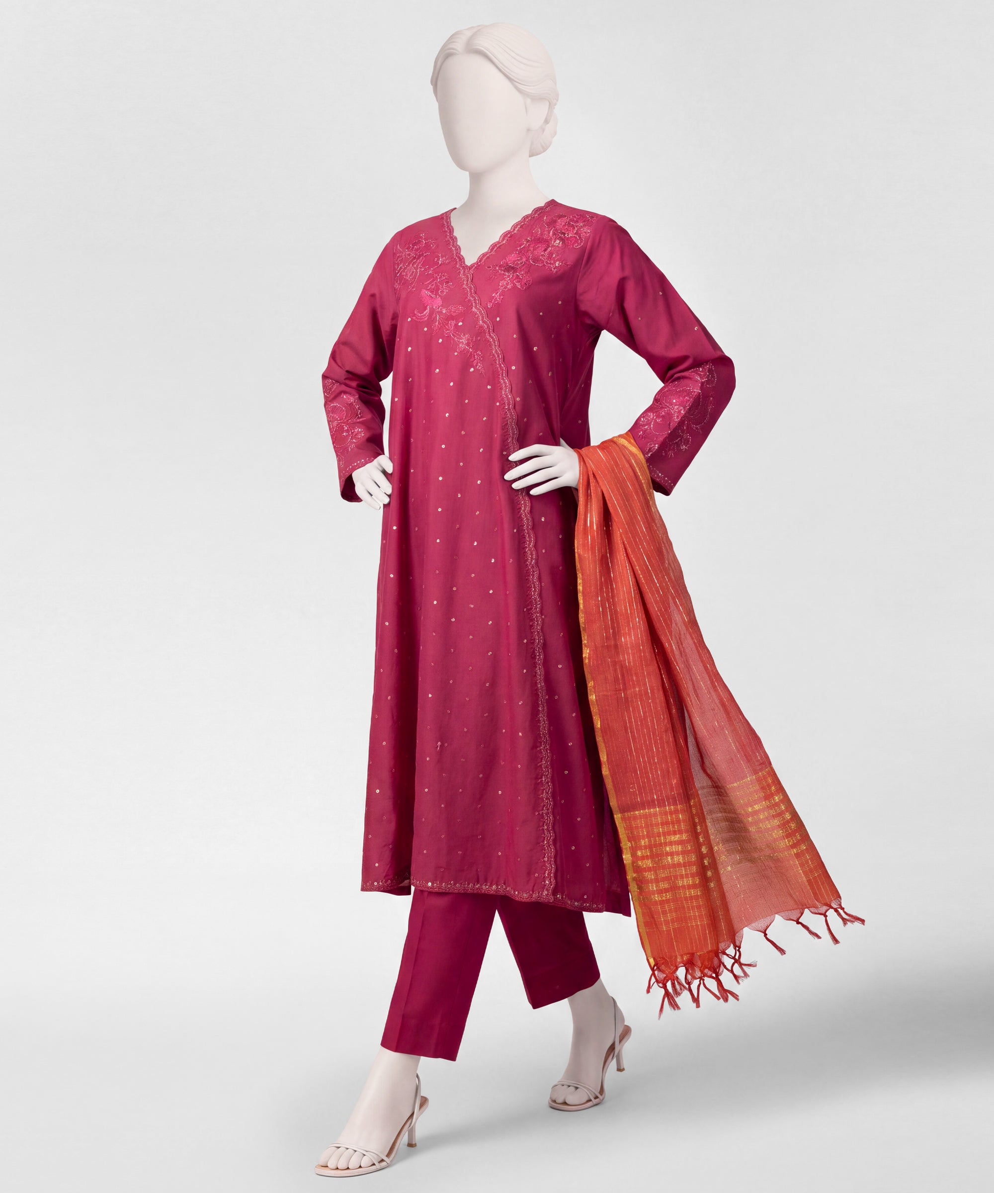 Pink Lawn Embroidered Stitched 3Pc