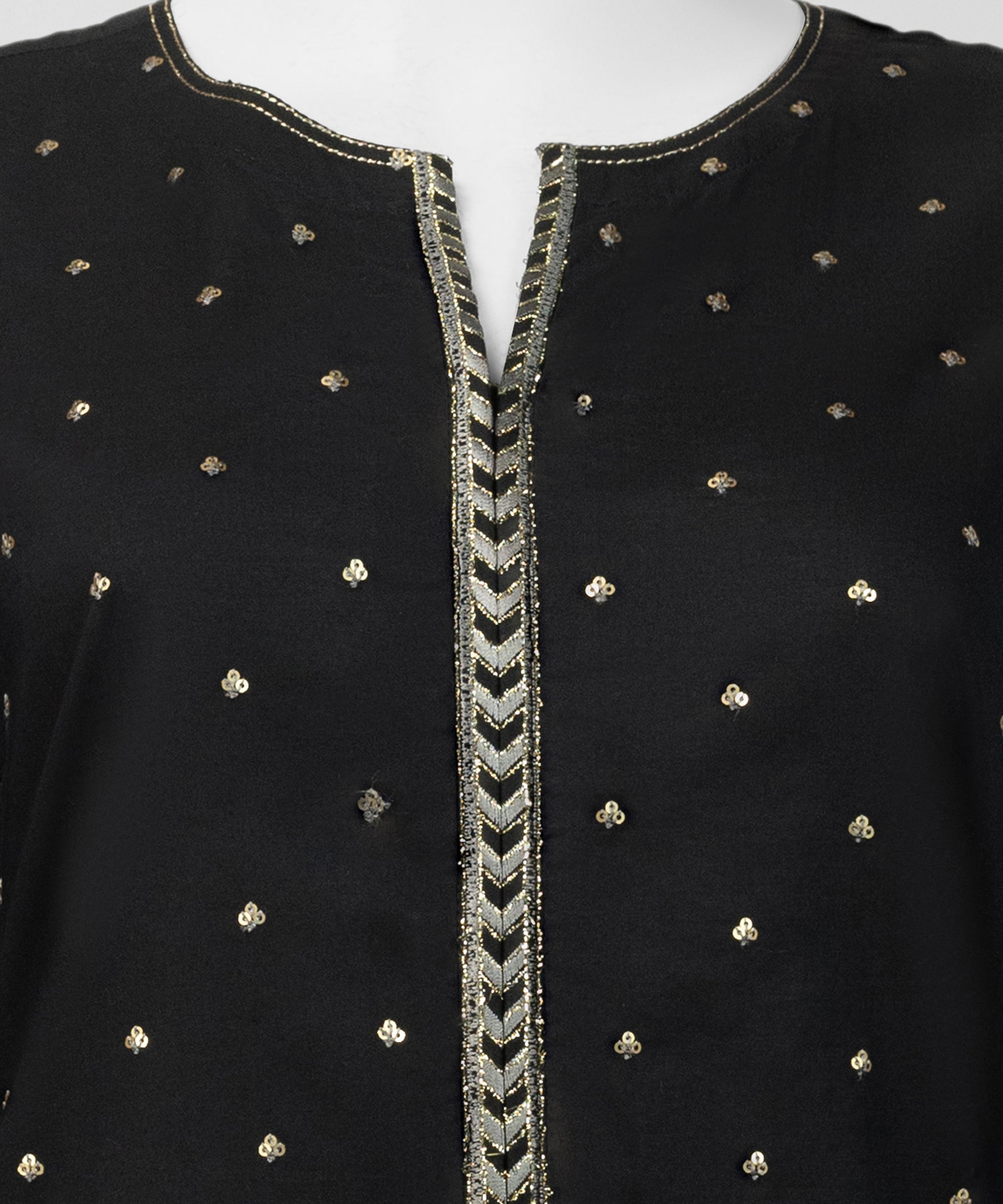 Black Lawn Embroidered Stitched 3Pc
