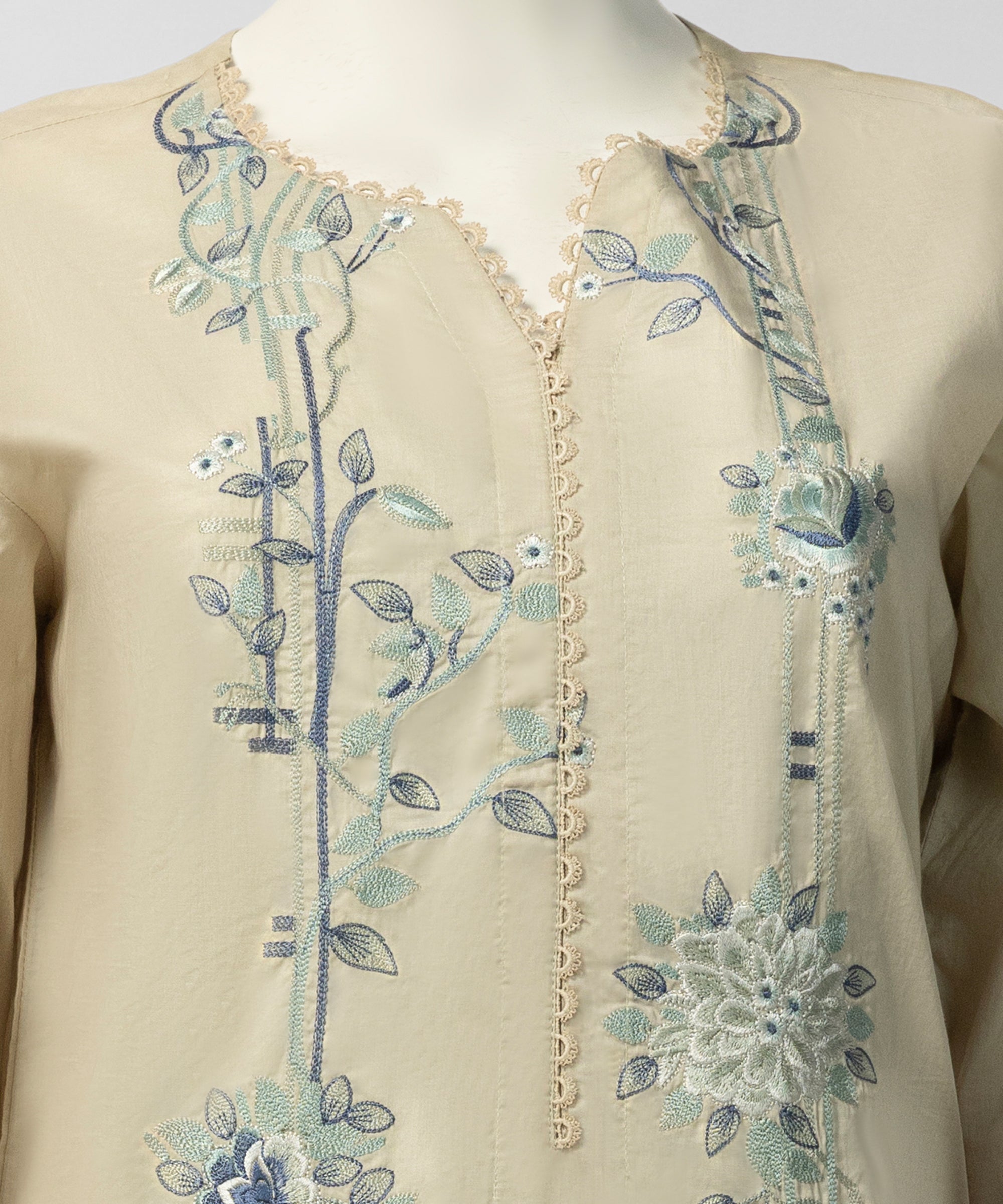 Sea Green Embroidered Liminal Stitched 3Pc