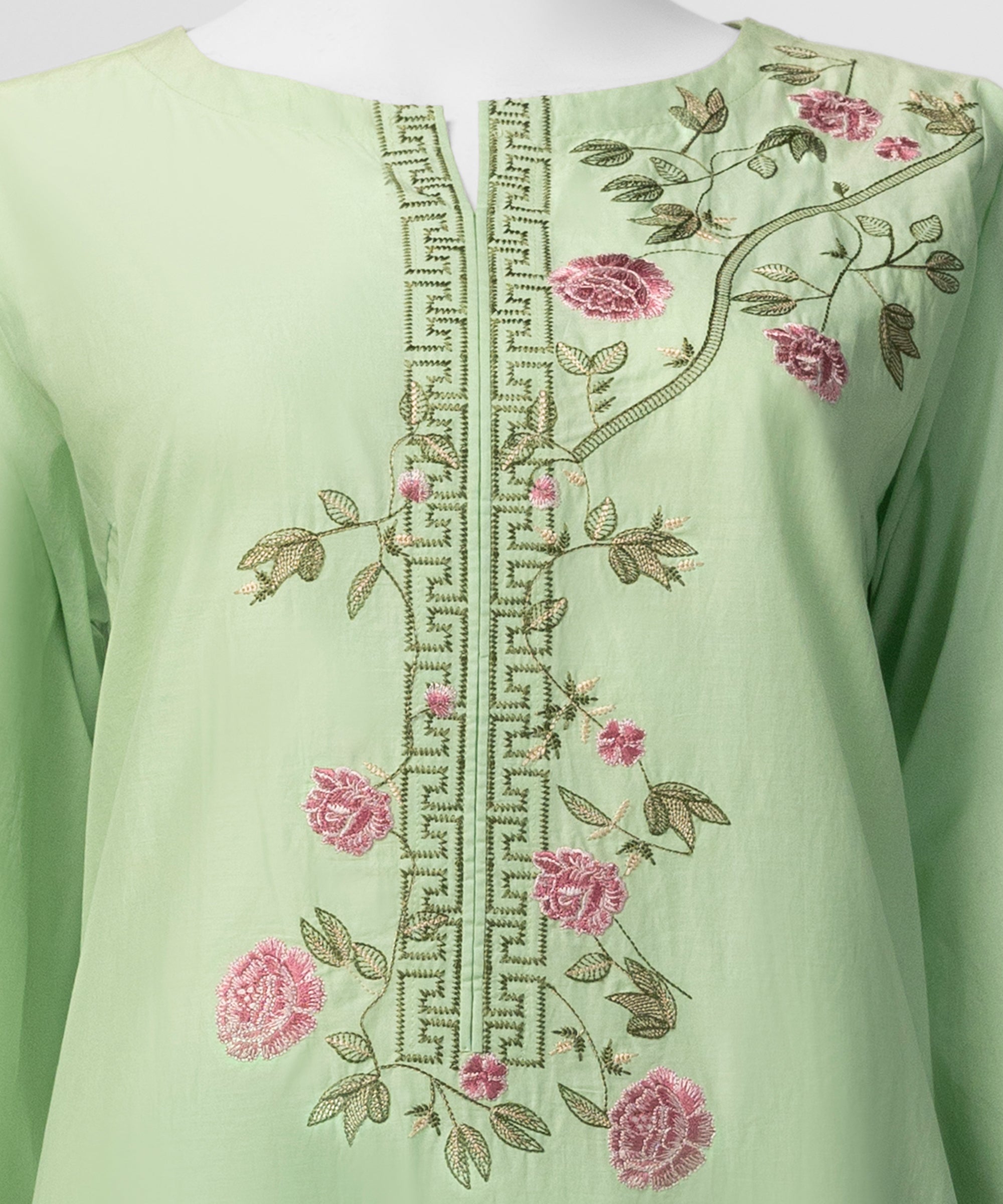 Green Embroidered Liminal Stitched 3Pc