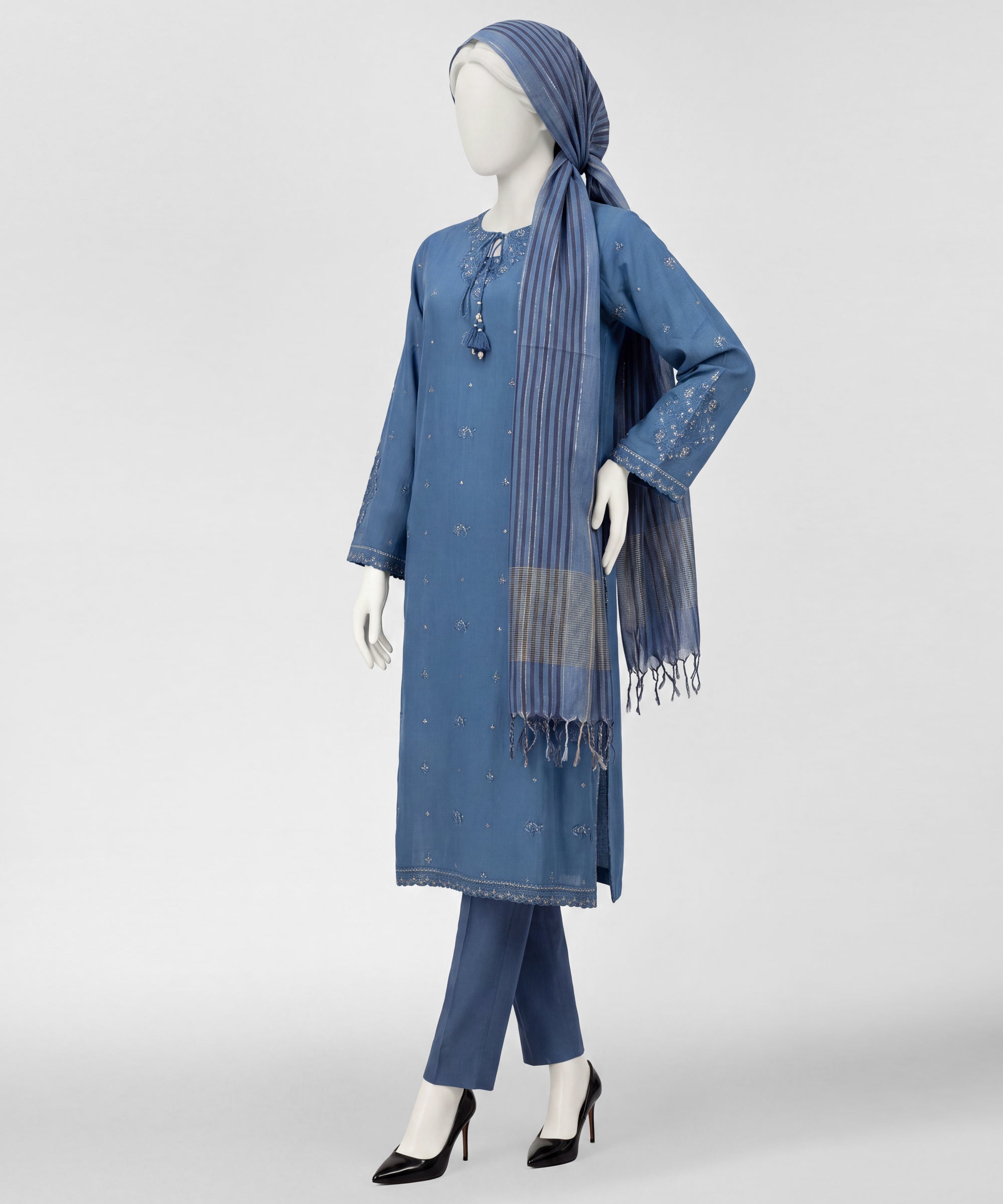 Blue Lawn Embroidered Stitched 3Pc