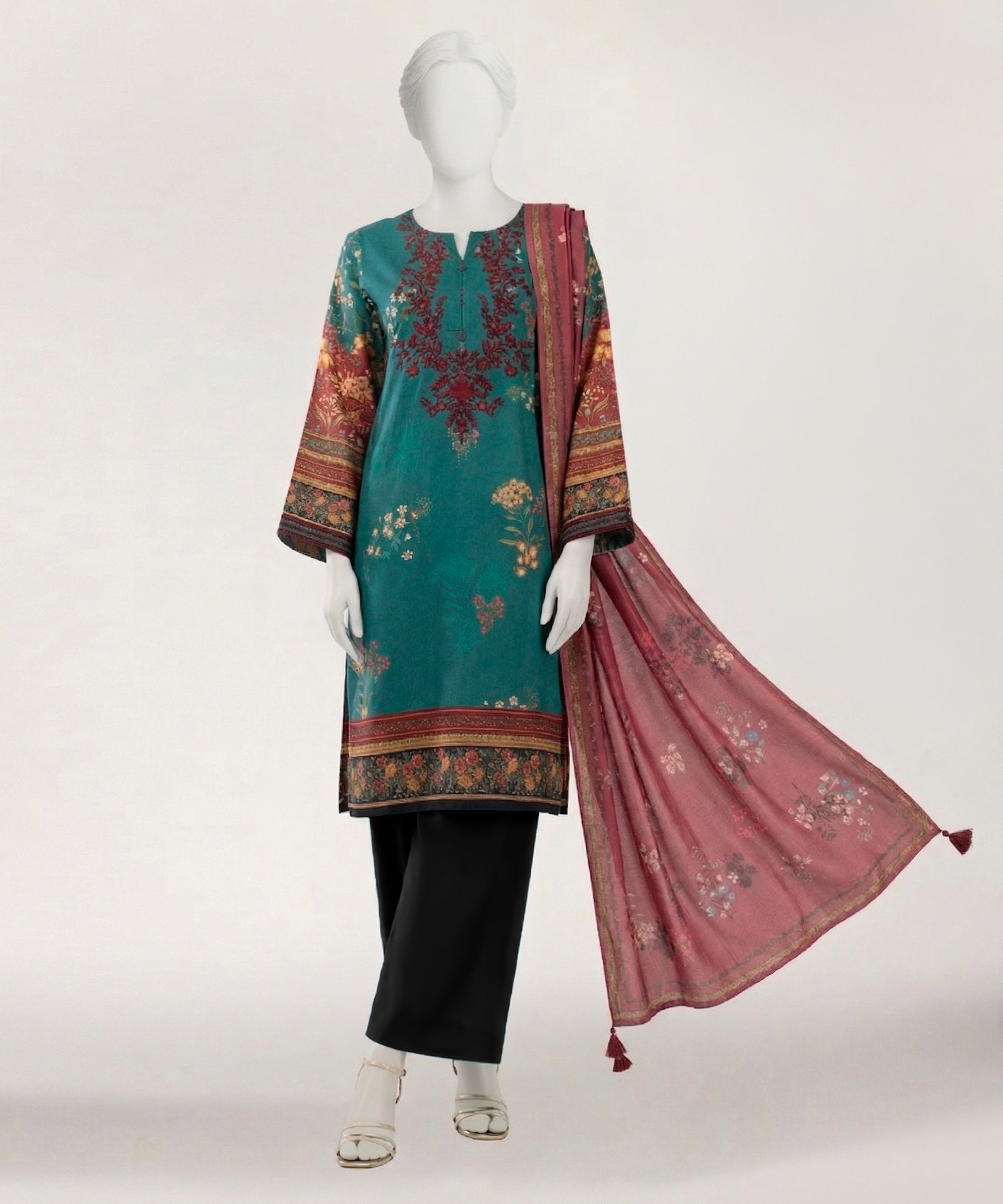 GREEN LAWN EMBROIDERED STITCHED 3PC