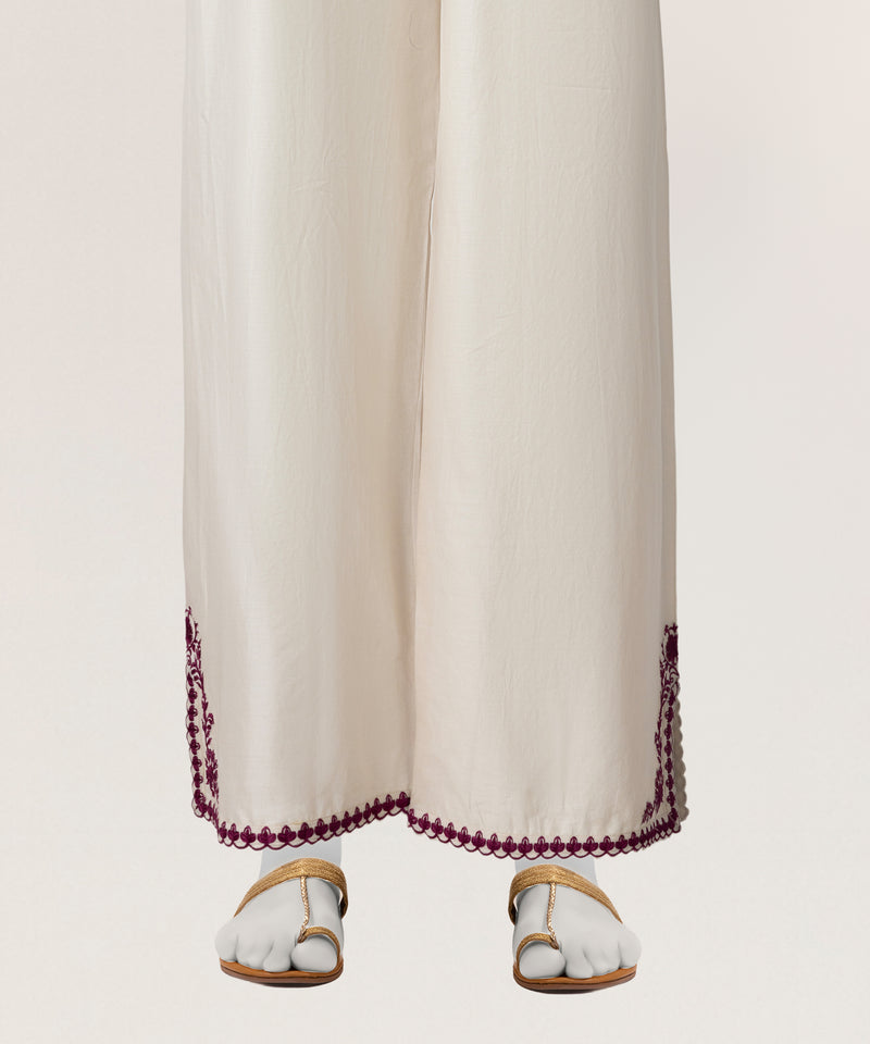 Beige Lawn Casual Dyed Trousers