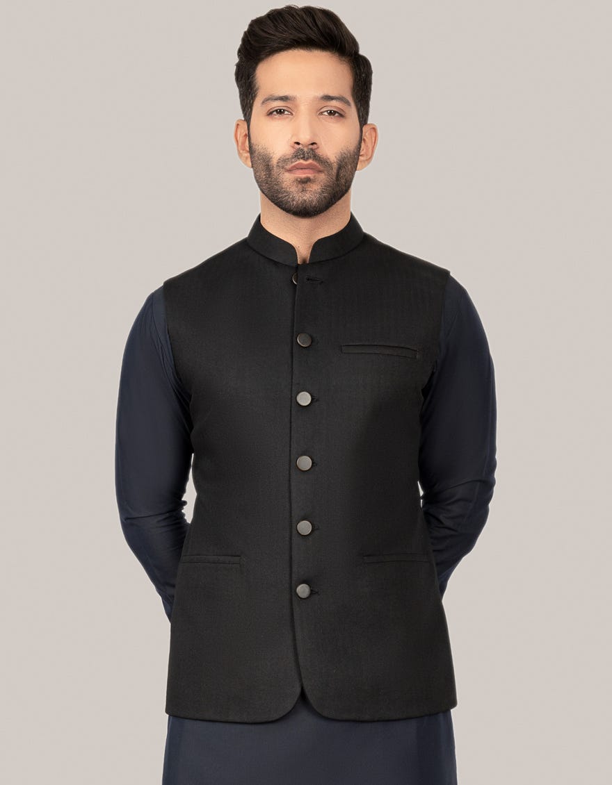 Black Blended Waistcoat | Jjvc-27380-R8
