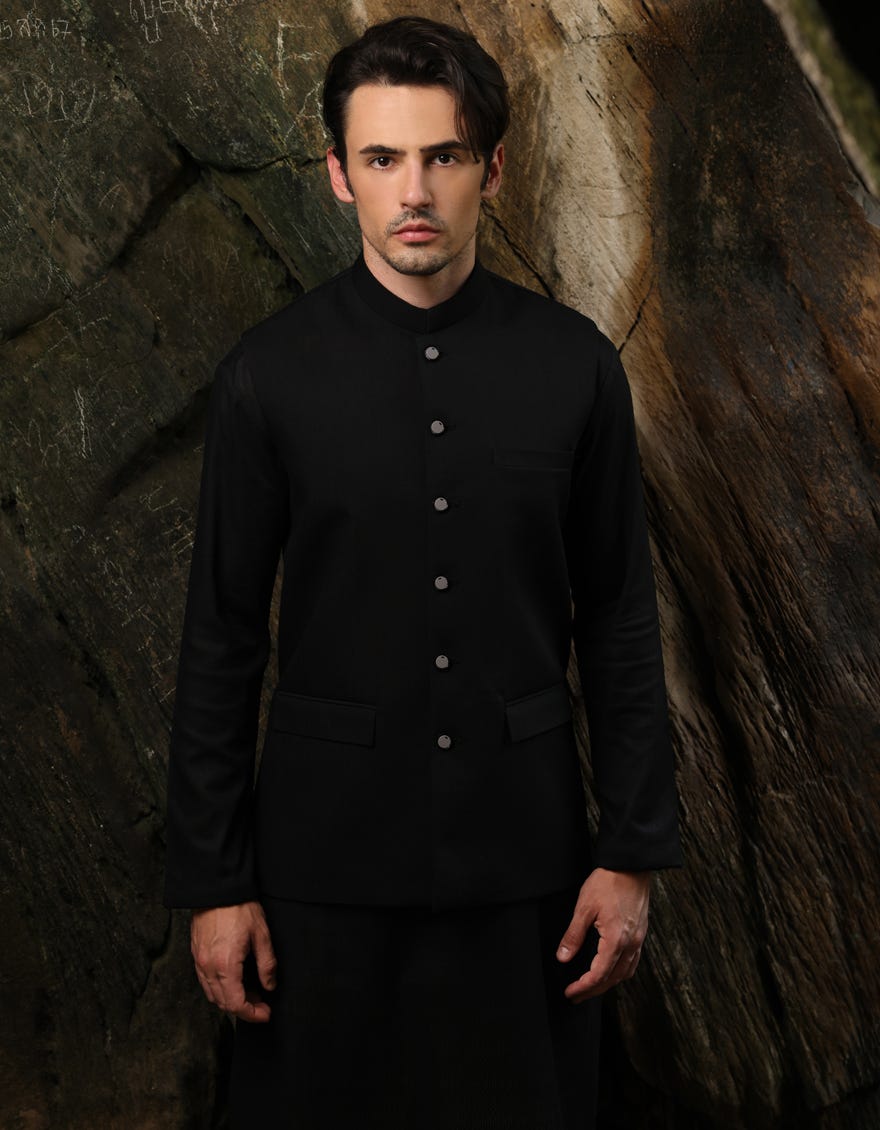 BLACK PLAIN SUITING WAISTCOAT